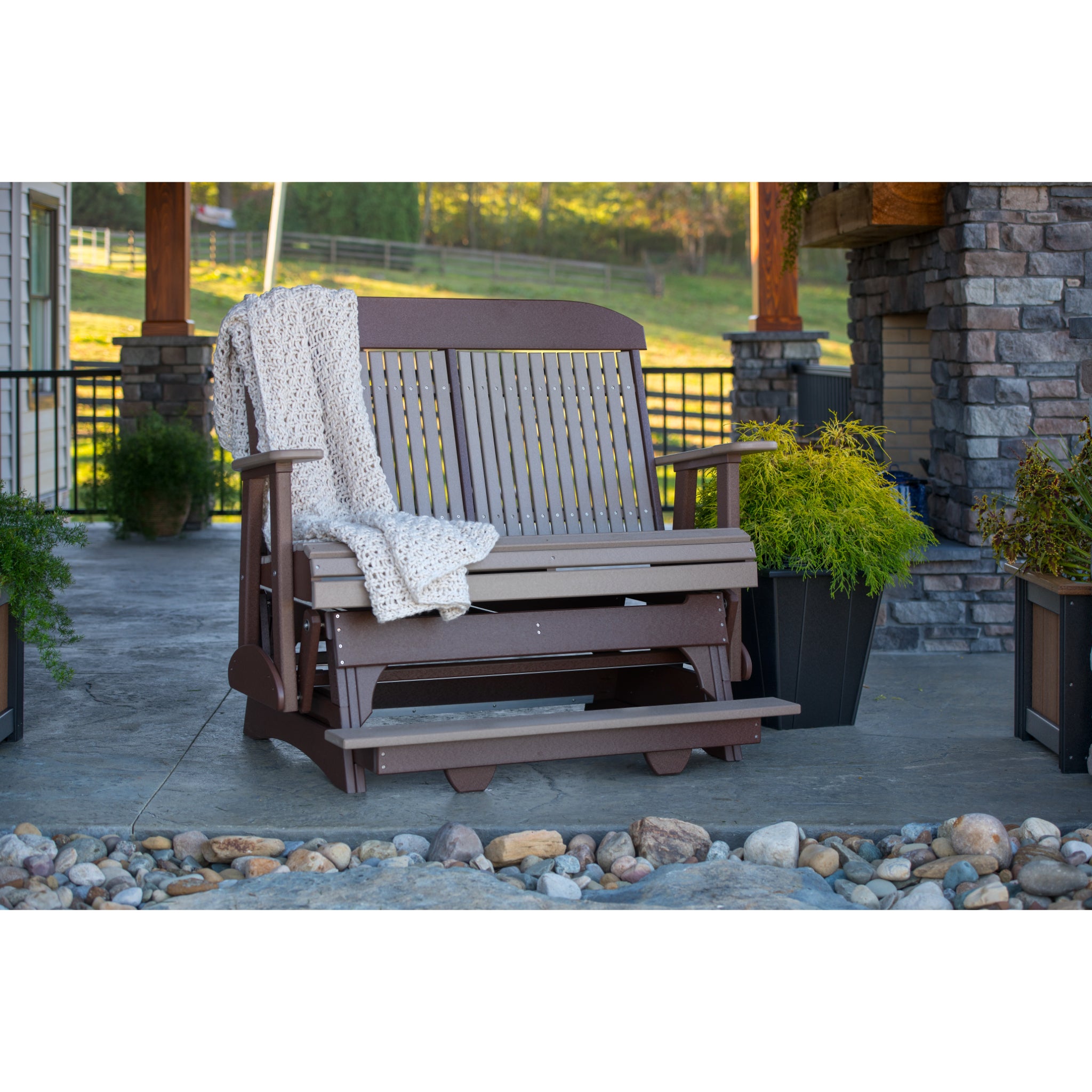 LuxCraft 4′ Classic Balcony Glider – Outdoor Poly Balcony Glider Bench (4CPBAG)