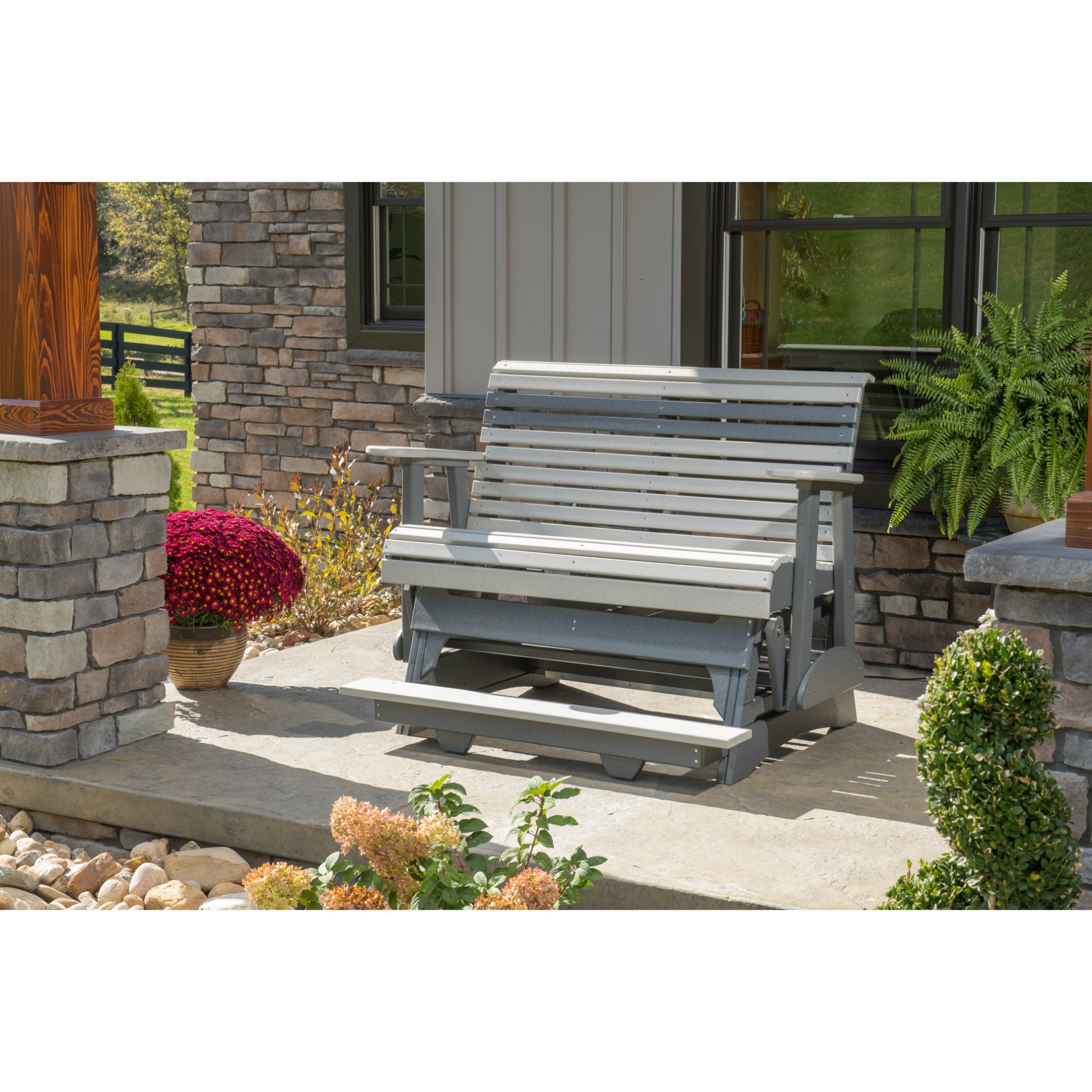 LuxCraft 4′ Plain Balcony Glider – Outdoor Poly Balcony Glider Bench (4PPBAG)