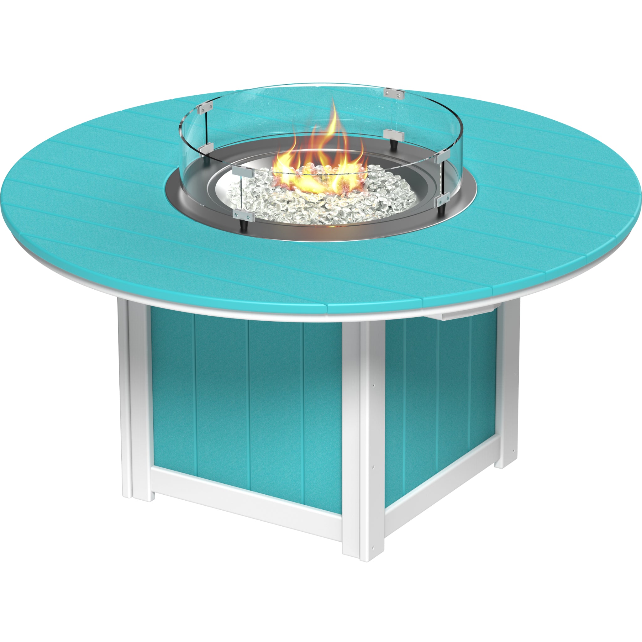 LuxCraft Lumin 60″ Round Fire Table – Outdoor Poly Patio Dining Height Fire Table (LFT60R)