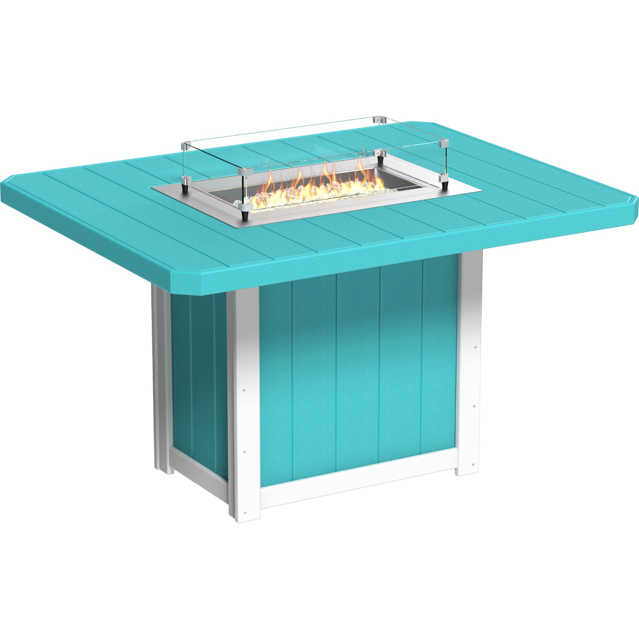 LuxCraft Lumin 62″ Rectangular Fire Table – Outdoor Poly Patio Counter Height Fire Table (LFT62R)