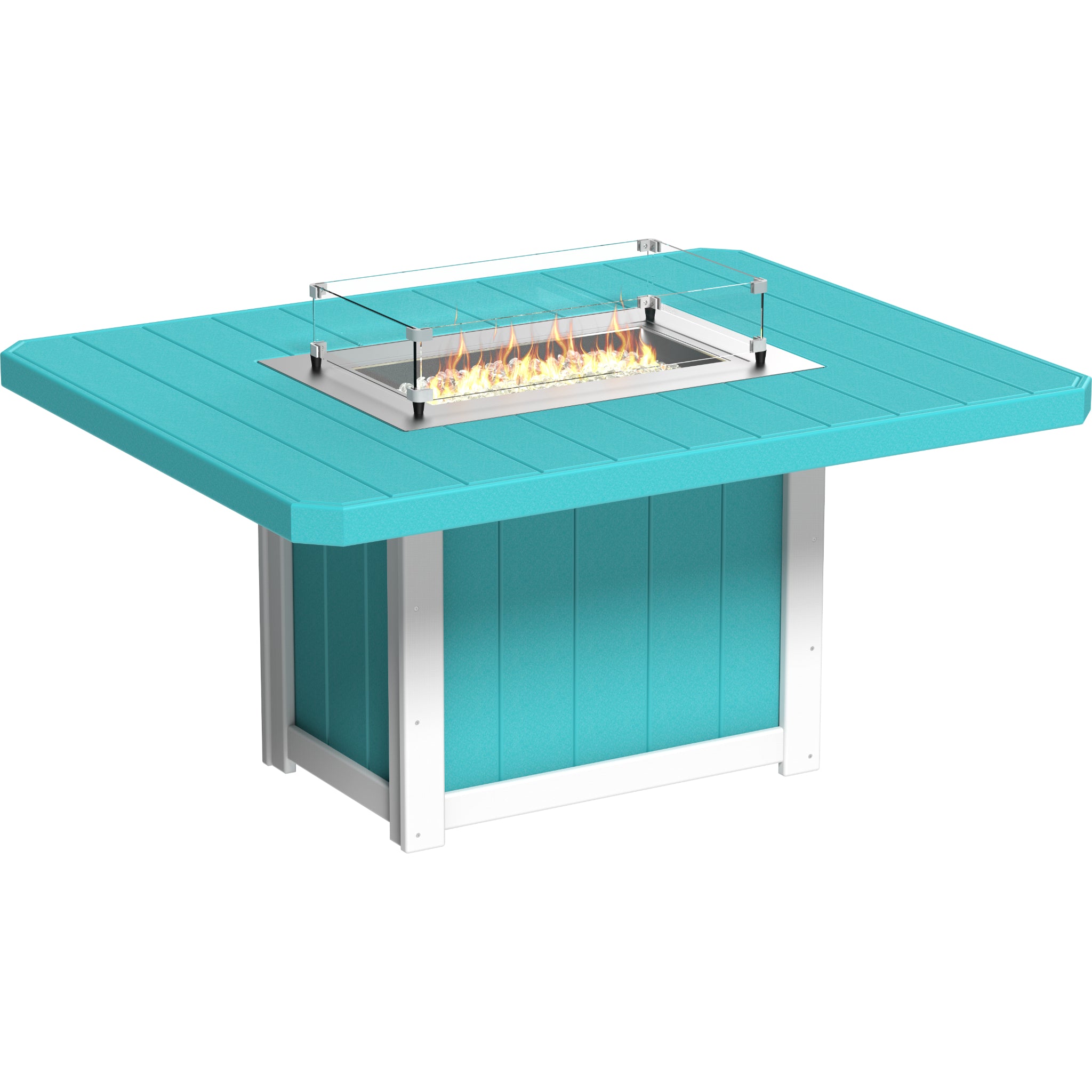 LuxCraft Lumin 62″ Rectangular Fire Table – Outdoor Poly Patio Dining Height Fire Table (LFT62R)