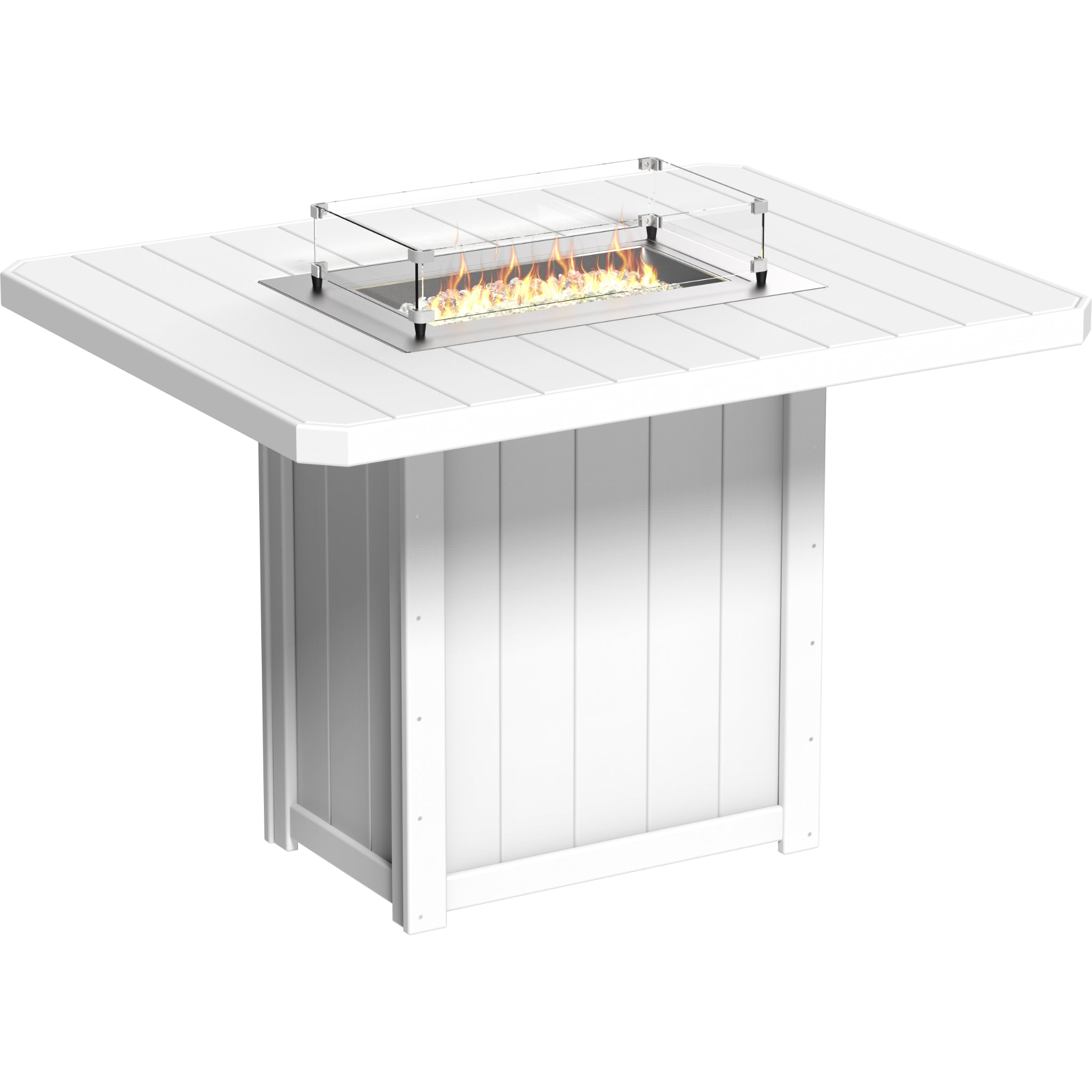 LuxCraft Lumin 62″ Rectangular Fire Table – Outdoor Poly Patio Bar Height Fire Table (LFT62R)