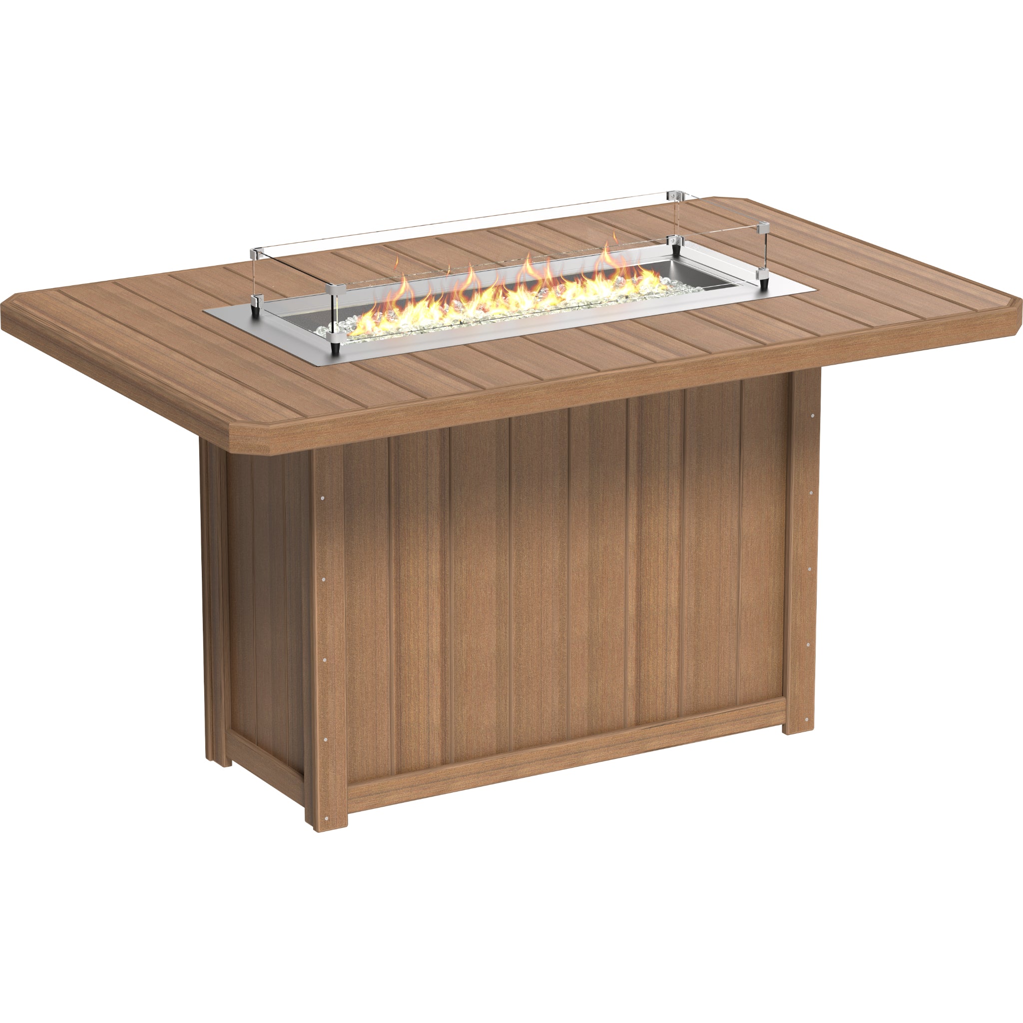 LuxCraft Lumin 79″ Rectangular Fire Table – Outdoor Poly Patio Bar Height Fire Table (LFT79R)