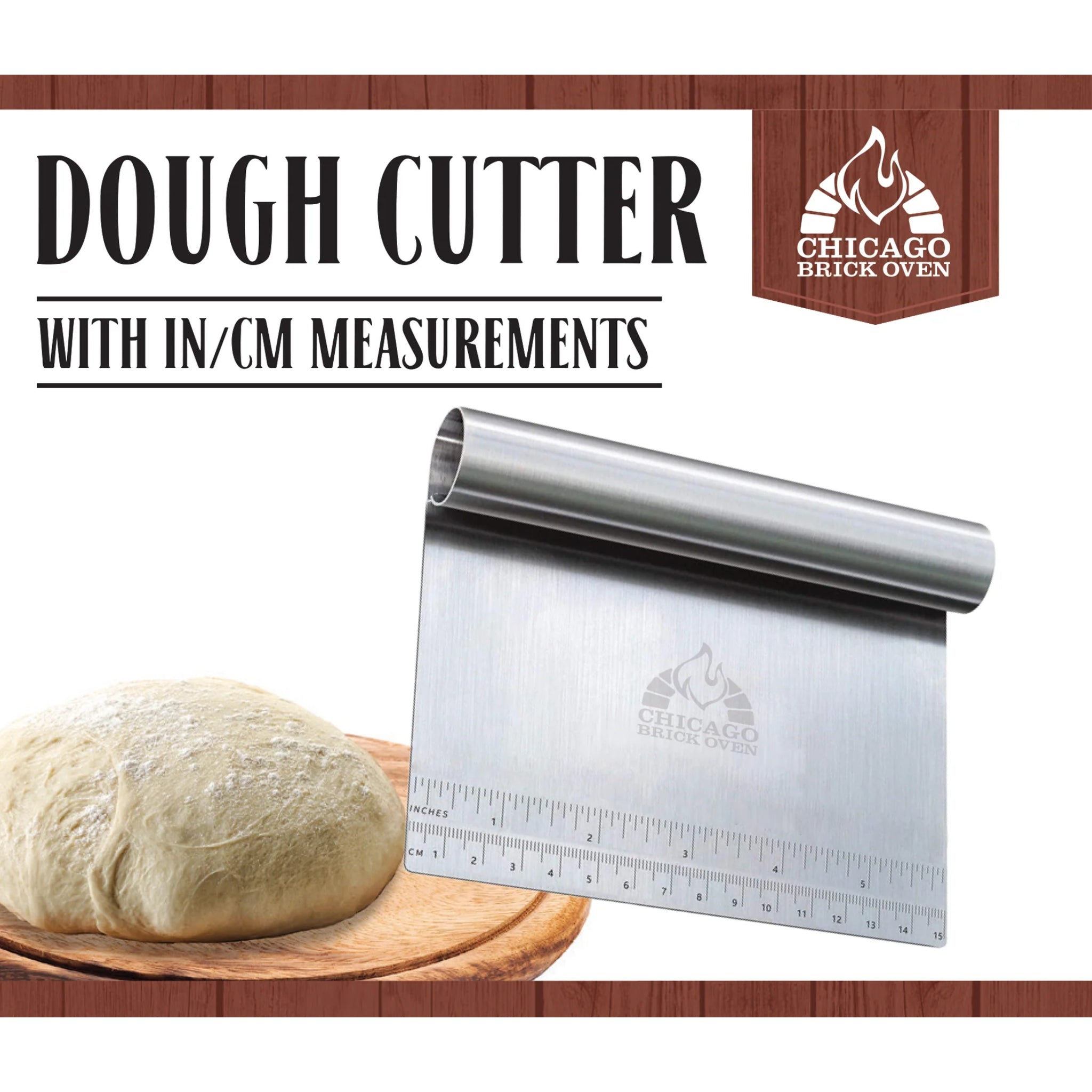 Chicago Brick Oven 6" x 4 1/2" Stainless Steel Dough Cutter/Scraper CBO-A-DGH-CUT