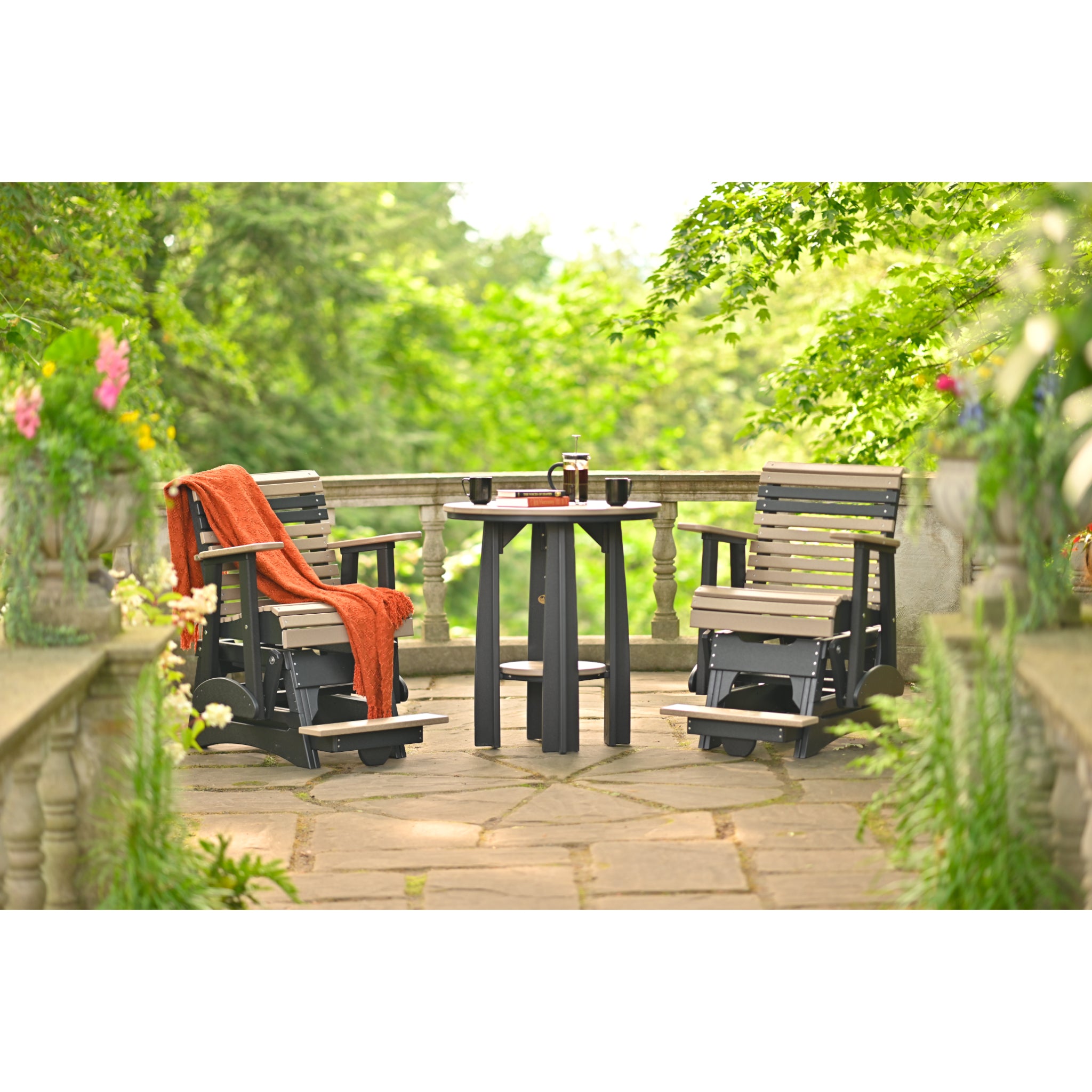 LuxCraft 2′ Plain Balcony Glider Chair – Outdoor Poly Balcony Glider Seat (2PPBAG)