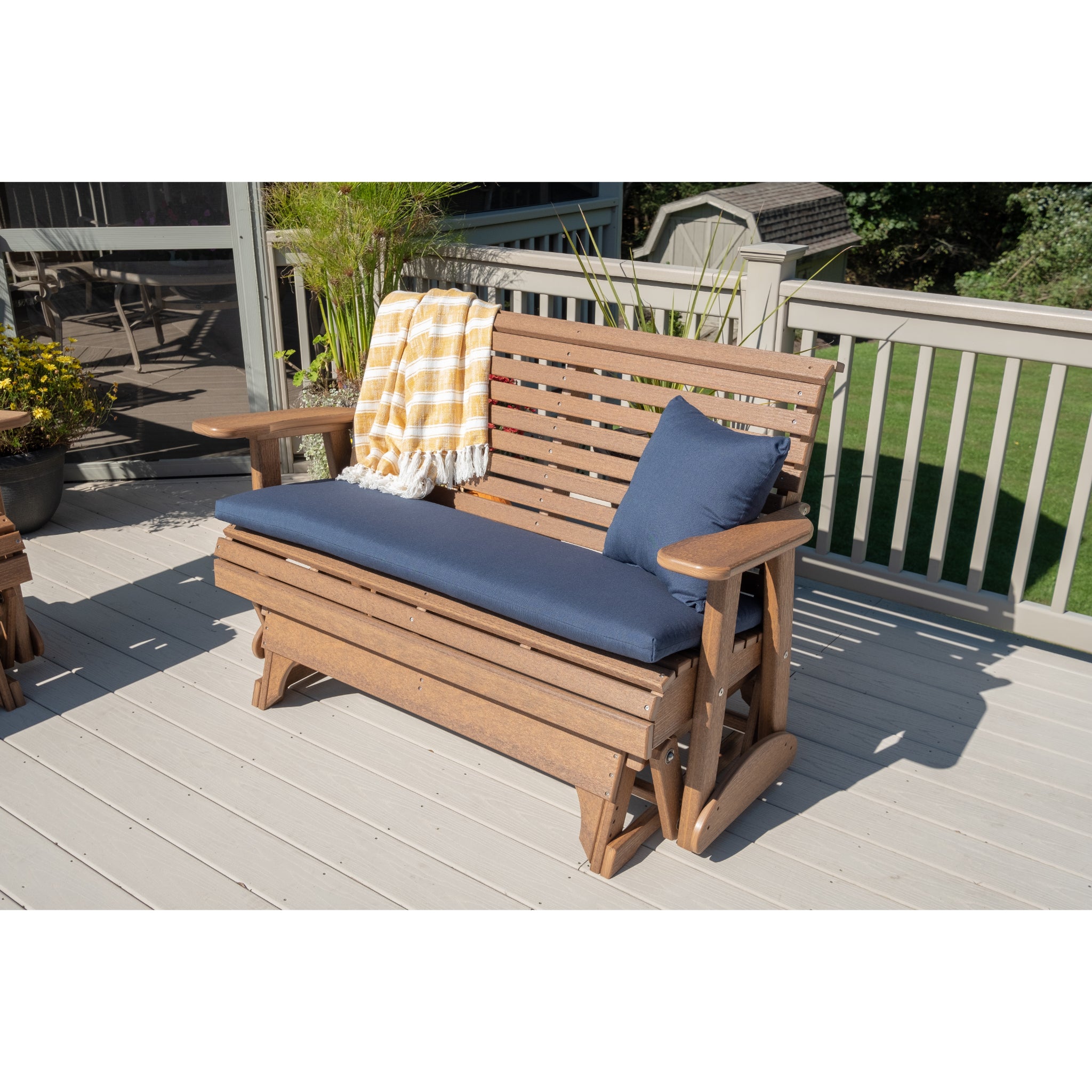 LuxCraft 4′ Plain Glider – Outdoor Poly Porch Glider Bench (4PPG)