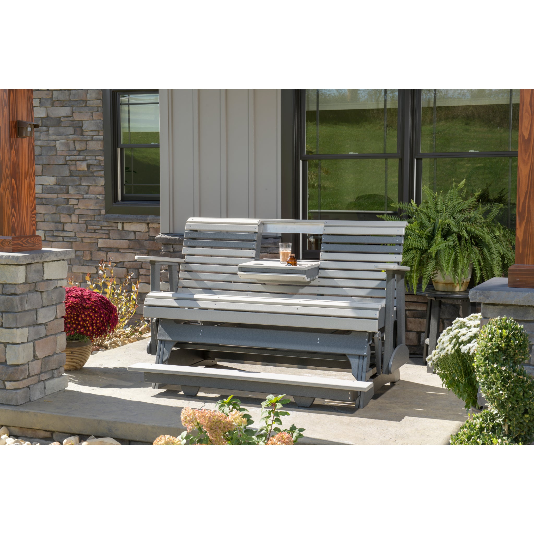 LuxCraft 5′ Plain Balcony Glider – Outdoor Poly Balcony Glider Bench (5PPBAG)