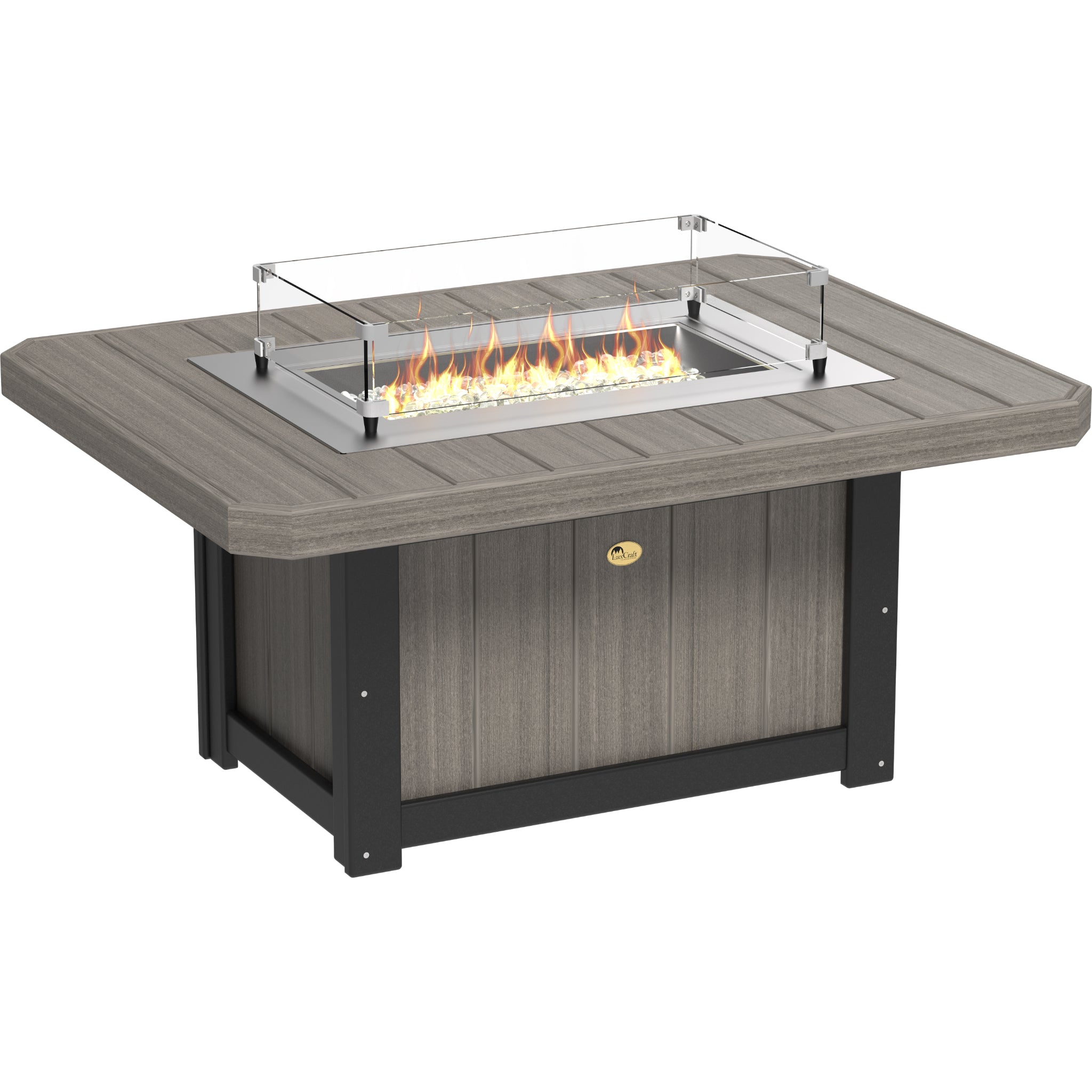 LuxCraft Lumin 51″ Rectangular Fire Pit – Outdoor Poly Patio Fire Pit (LFP51R)
