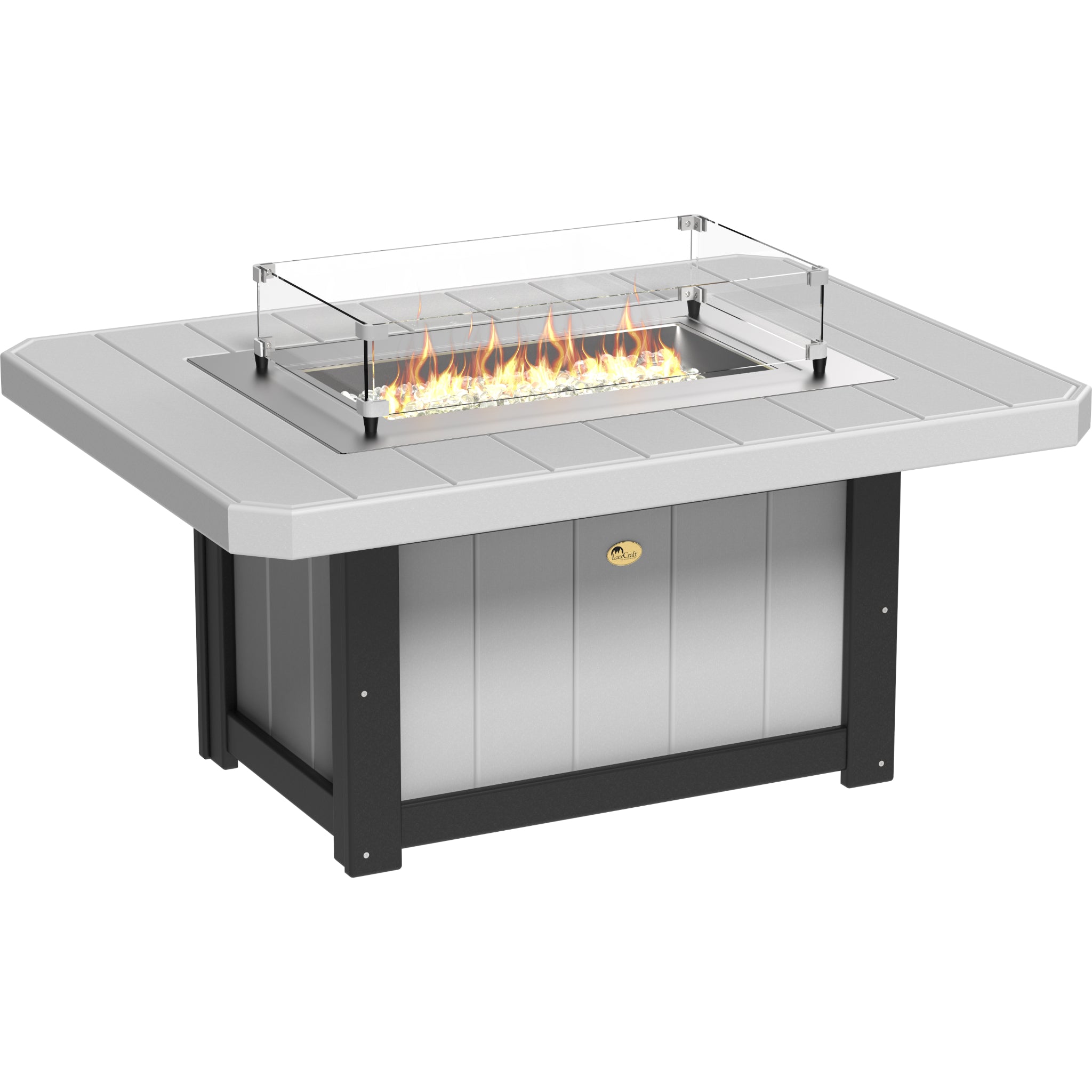 LuxCraft Lumin 51″ Rectangular Fire Pit – Outdoor Poly Patio Fire Pit (LFP51R)