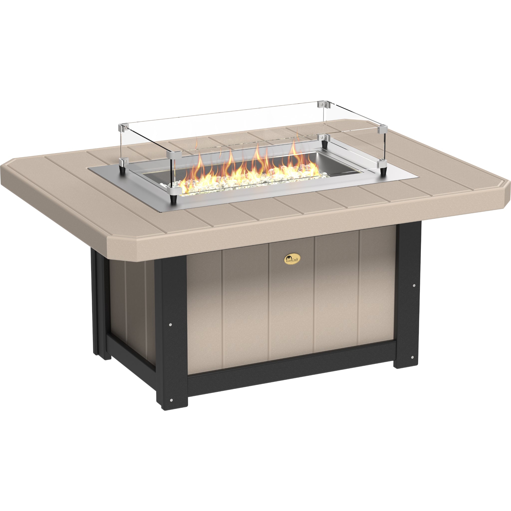 LuxCraft Lumin 51″ Rectangular Fire Pit – Outdoor Poly Patio Fire Pit (LFP51R)