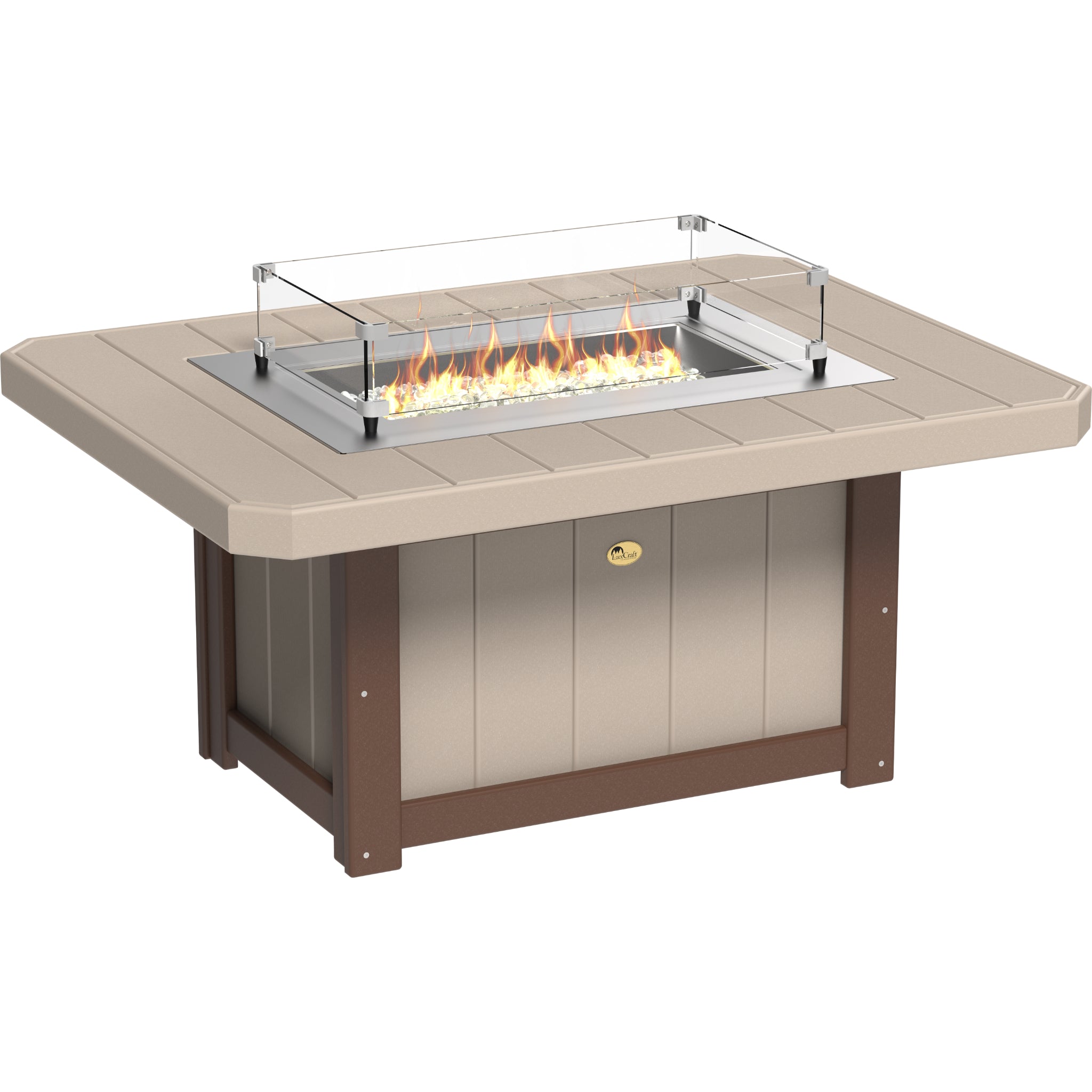 LuxCraft Lumin 51″ Rectangular Fire Pit – Outdoor Poly Patio Fire Pit (LFP51R)