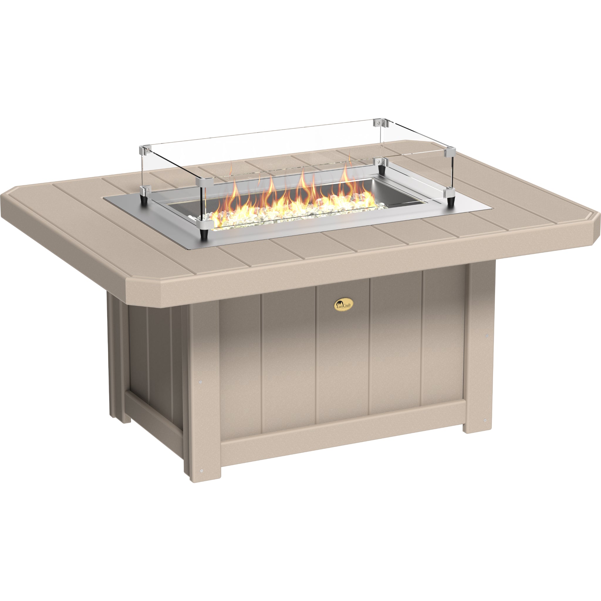LuxCraft Lumin 51″ Rectangular Fire Pit – Outdoor Poly Patio Fire Pit (LFP51R)