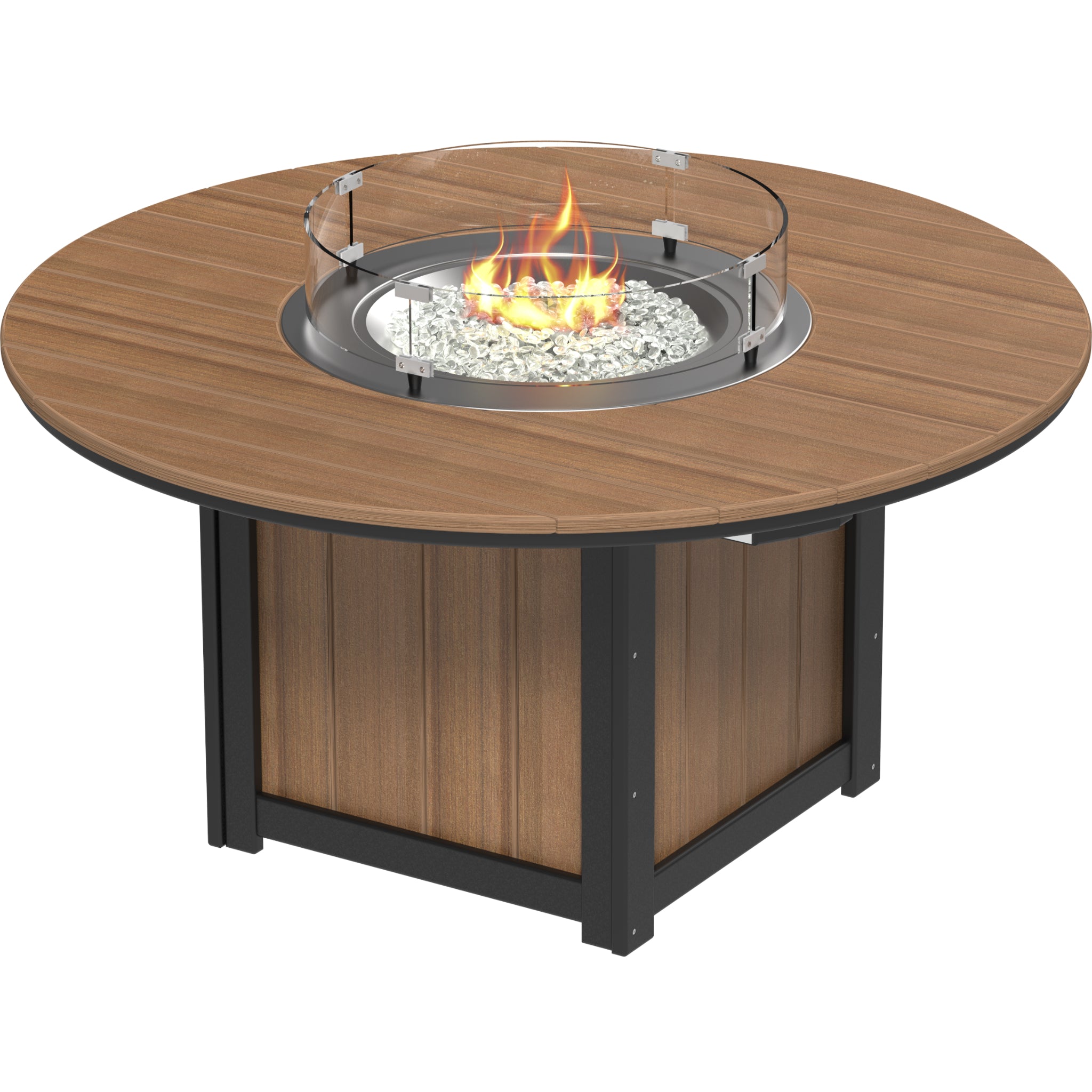 LuxCraft Lumin 60″ Round Fire Table – Outdoor Poly Patio Dining Height Fire Table (LFT60R)