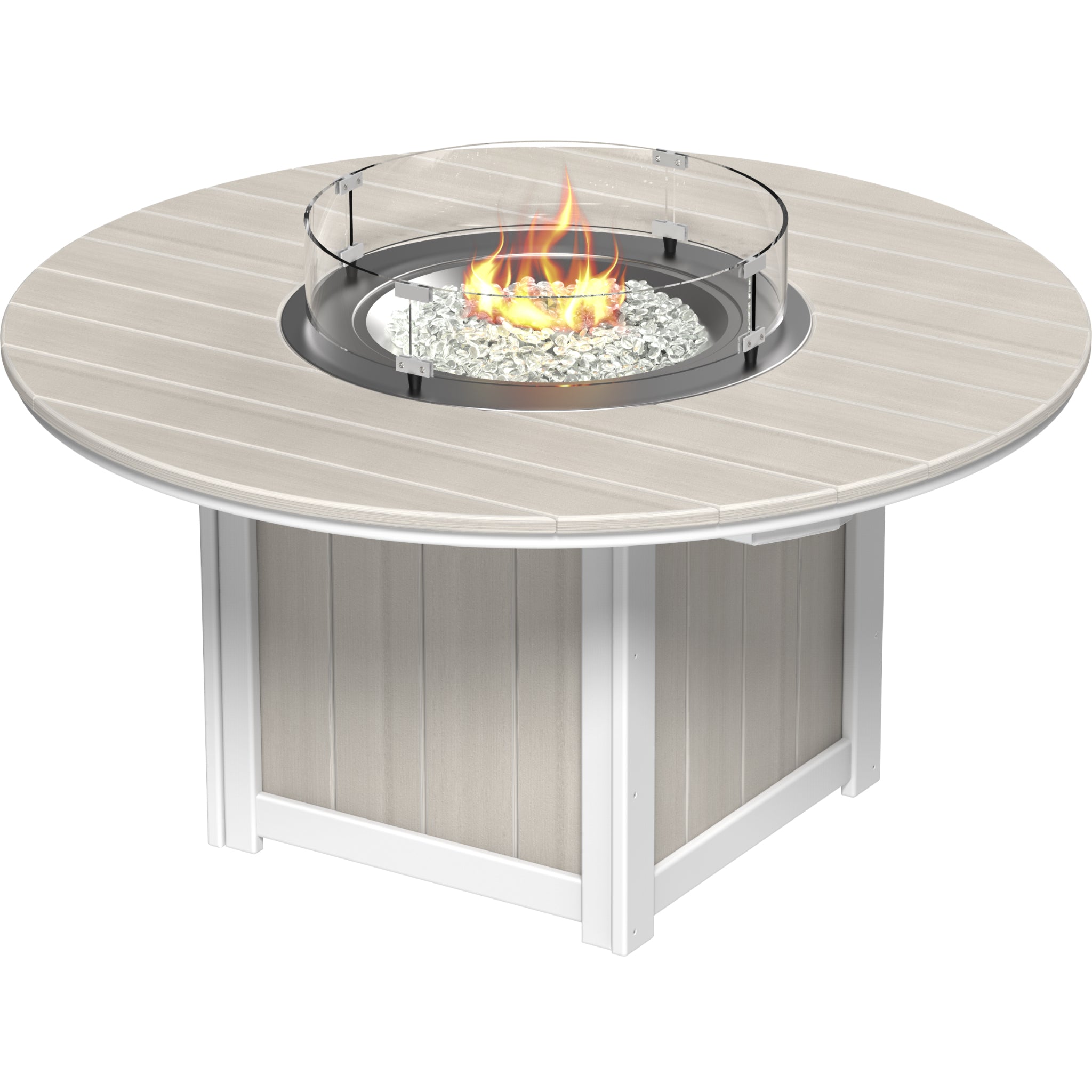 LuxCraft Lumin 60″ Round Fire Table – Outdoor Poly Patio Dining Height Fire Table (LFT60R)