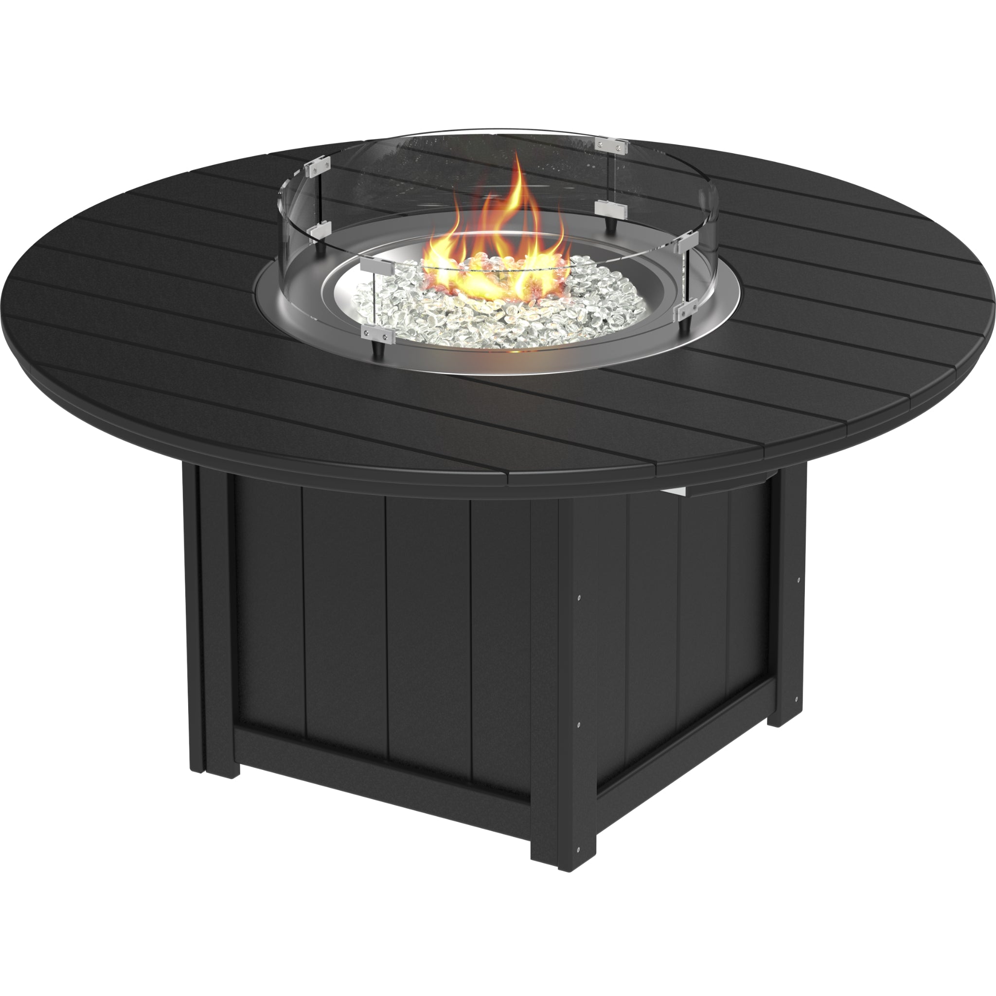LuxCraft Lumin 60″ Round Fire Table – Outdoor Poly Patio Dining Height Fire Table (LFT60R)