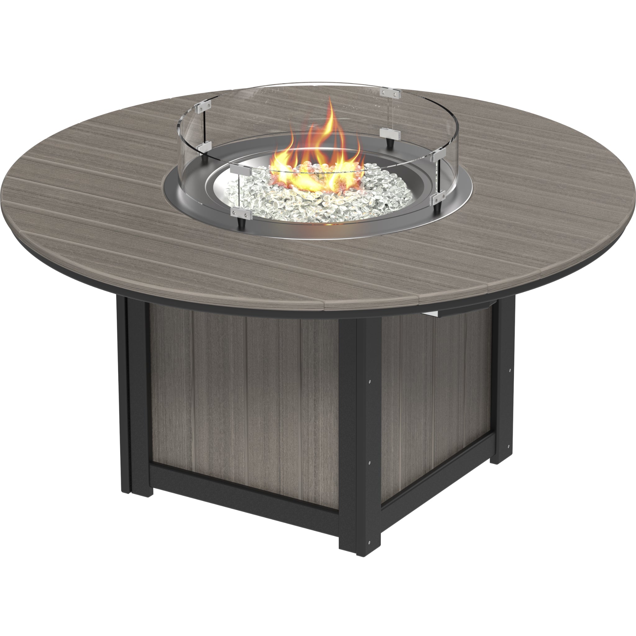 LuxCraft Lumin 60″ Round Fire Table – Outdoor Poly Patio Dining Height Fire Table (LFT60R)