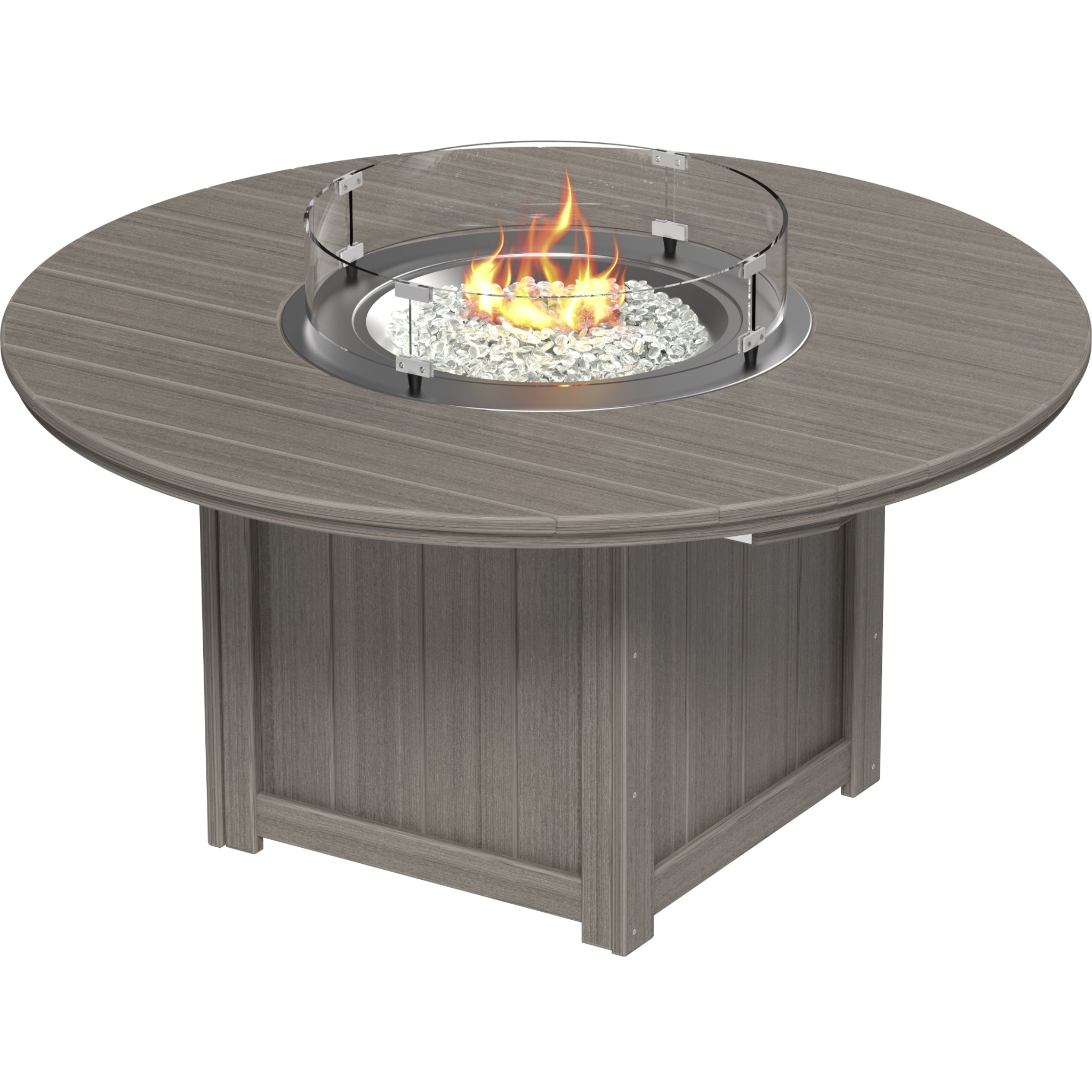 LuxCraft Lumin 60″ Round Fire Table – Outdoor Poly Patio Dining Height Fire Table (LFT60R)