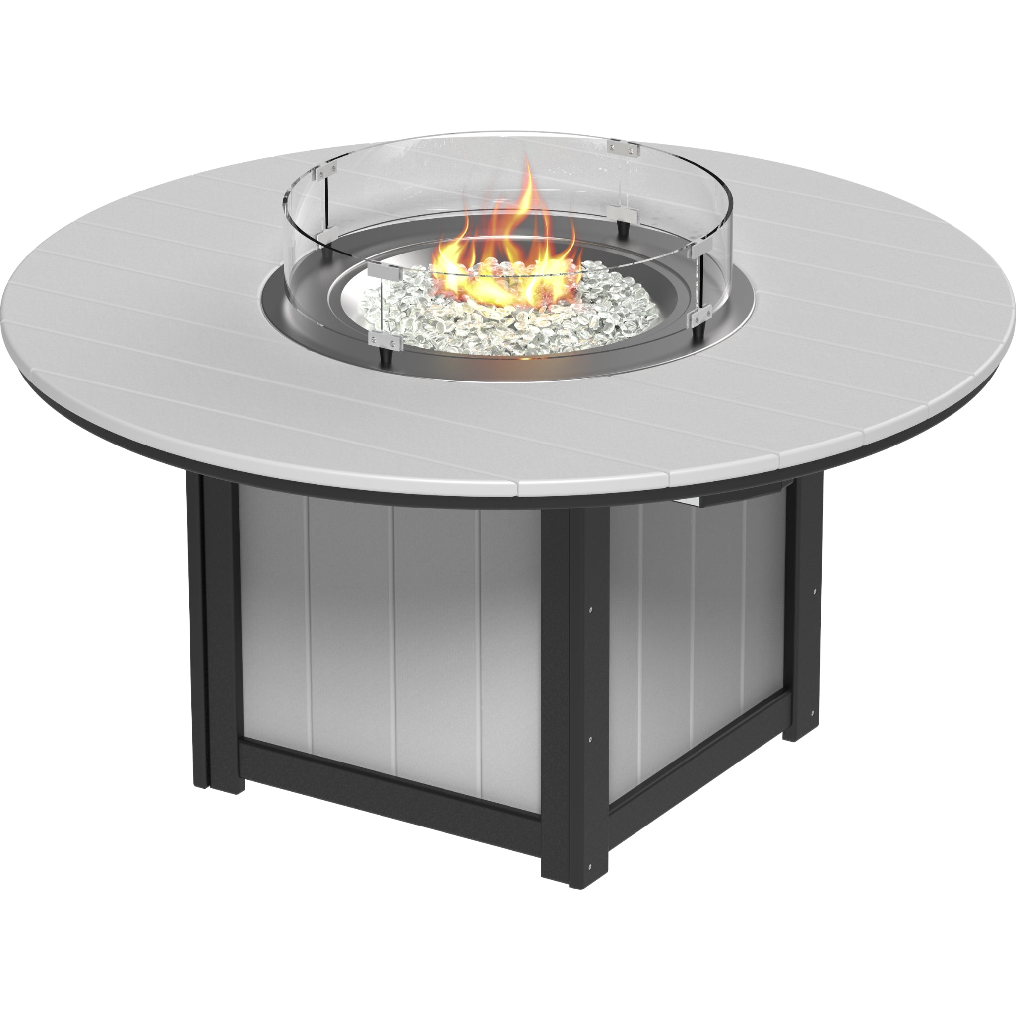 LuxCraft Lumin 60″ Round Fire Table – Outdoor Poly Patio Dining Height Fire Table (LFT60R)