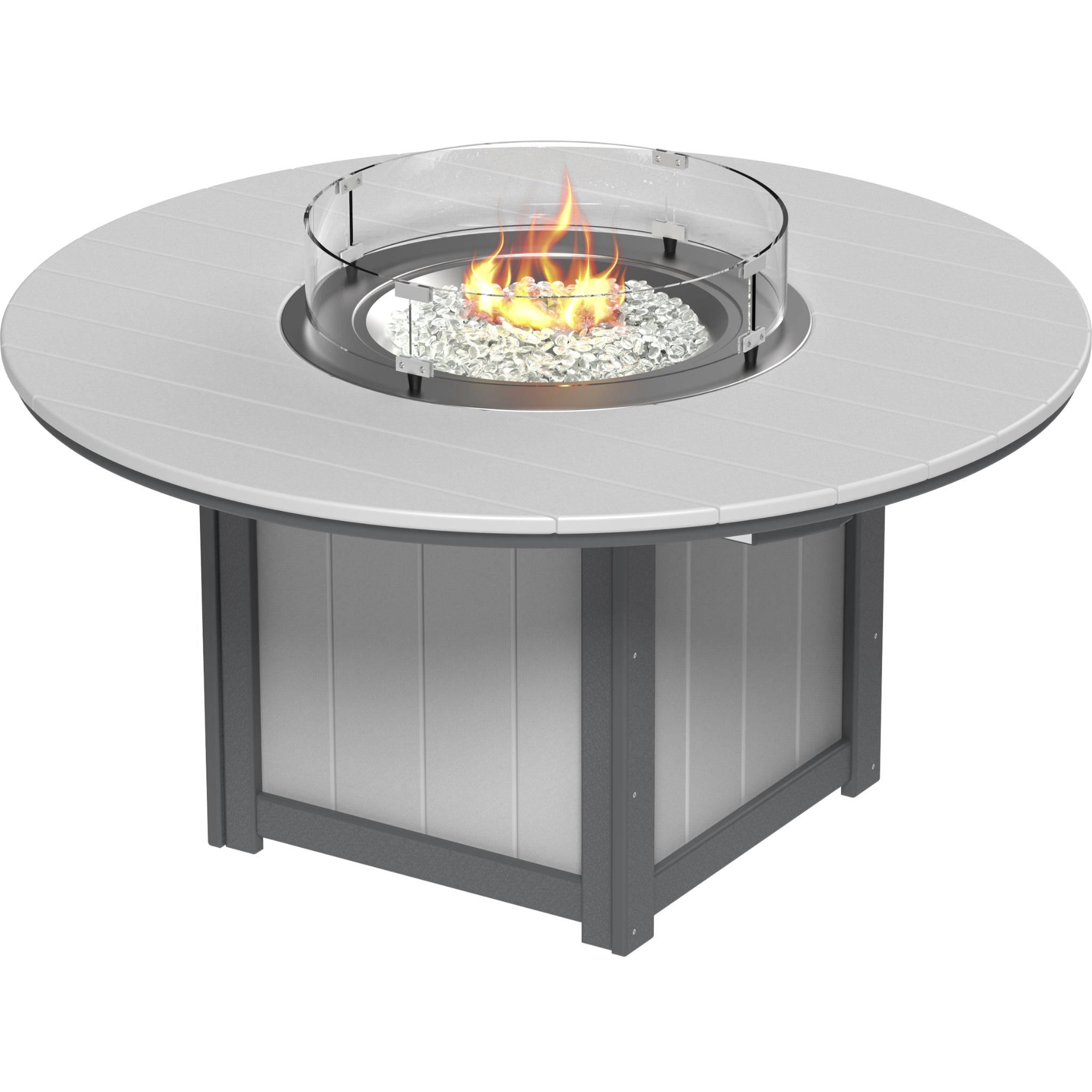 LuxCraft Lumin 60″ Round Fire Table – Outdoor Poly Patio Dining Height Fire Table (LFT60R)