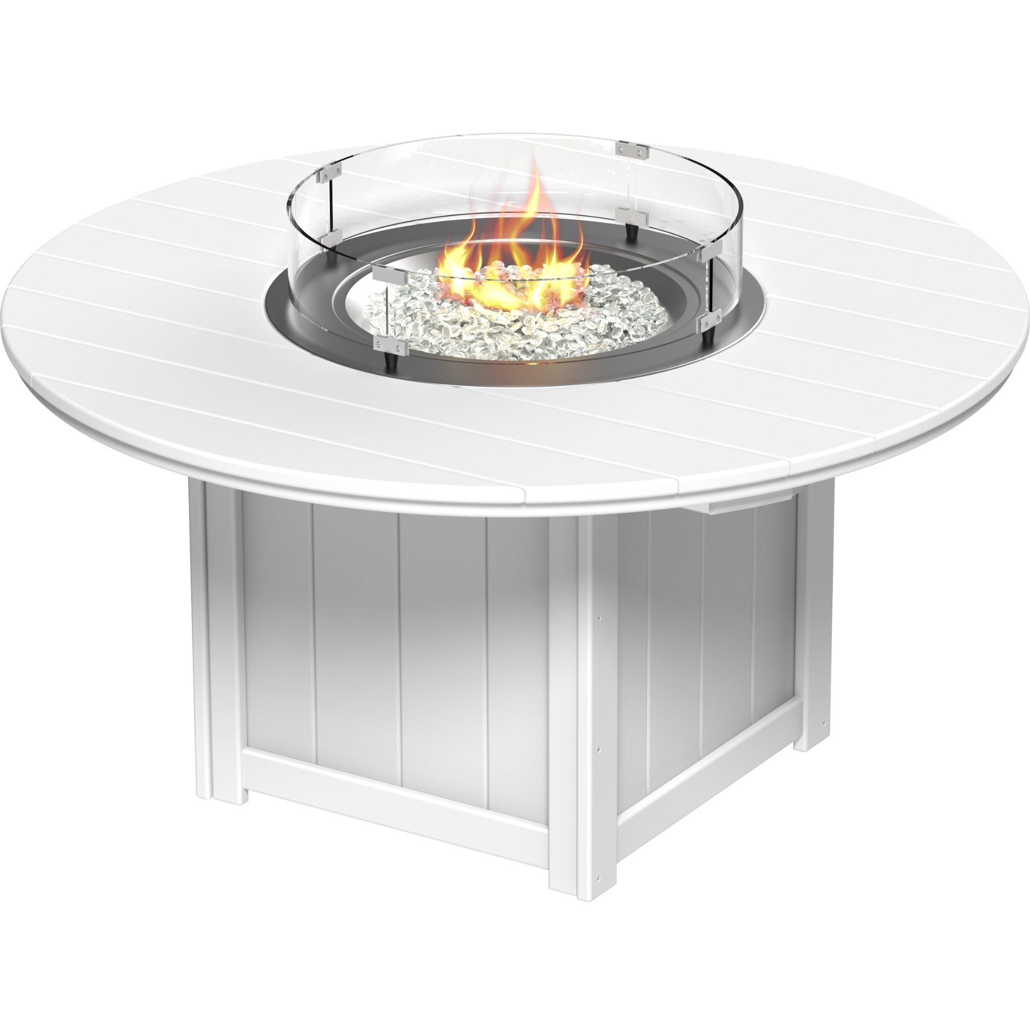 LuxCraft Lumin 60″ Round Fire Table – Outdoor Poly Patio Dining Height Fire Table (LFT60R)