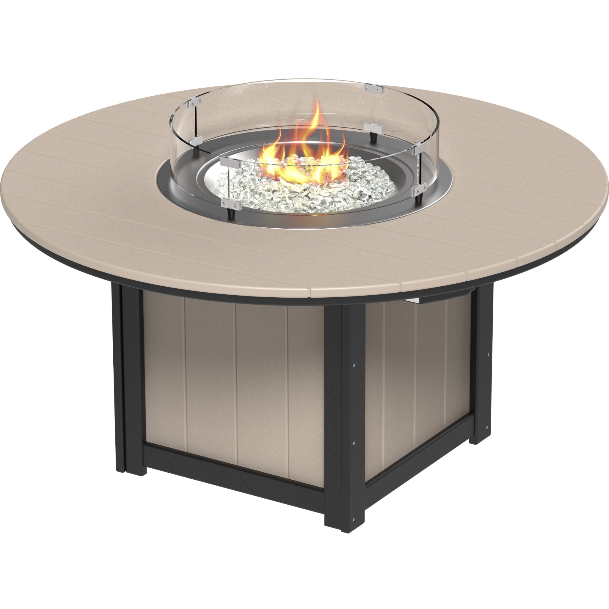 LuxCraft Lumin 60″ Round Fire Table – Outdoor Poly Patio Dining Height Fire Table (LFT60R)