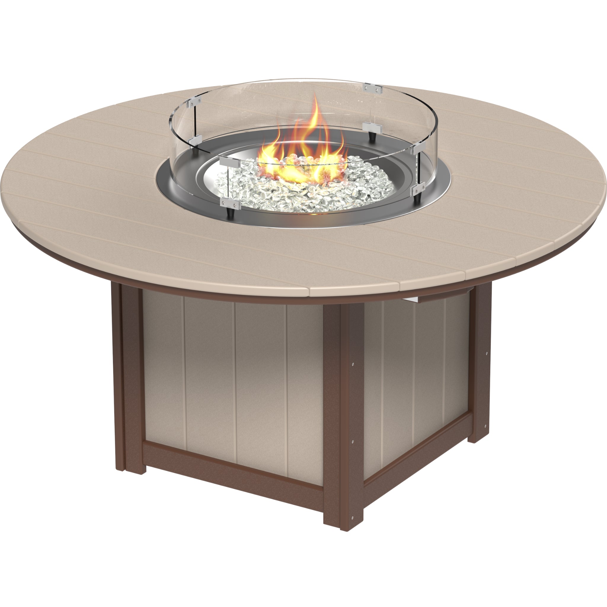 LuxCraft Lumin 60″ Round Fire Table – Outdoor Poly Patio Dining Height Fire Table (LFT60R)