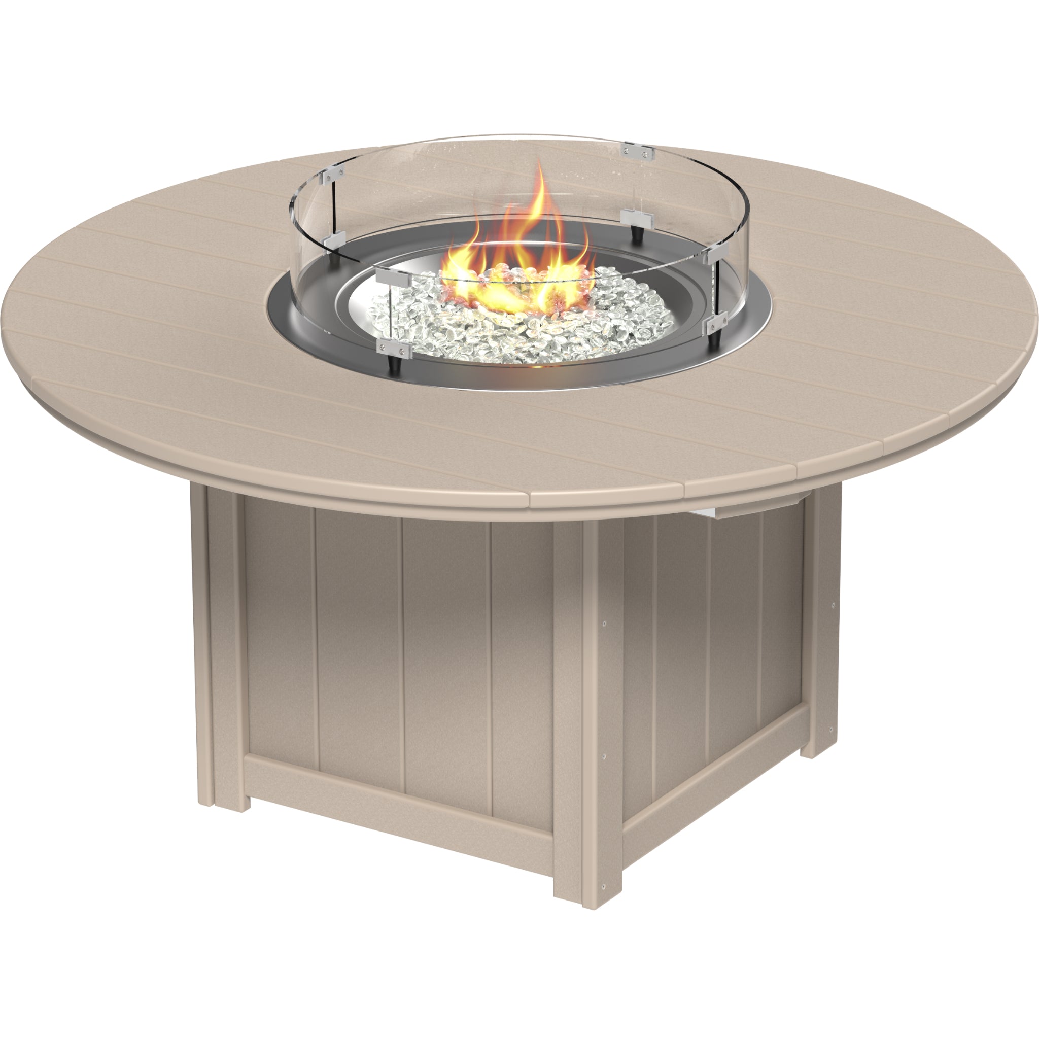 LuxCraft Lumin 60″ Round Fire Table – Outdoor Poly Patio Dining Height Fire Table (LFT60R)