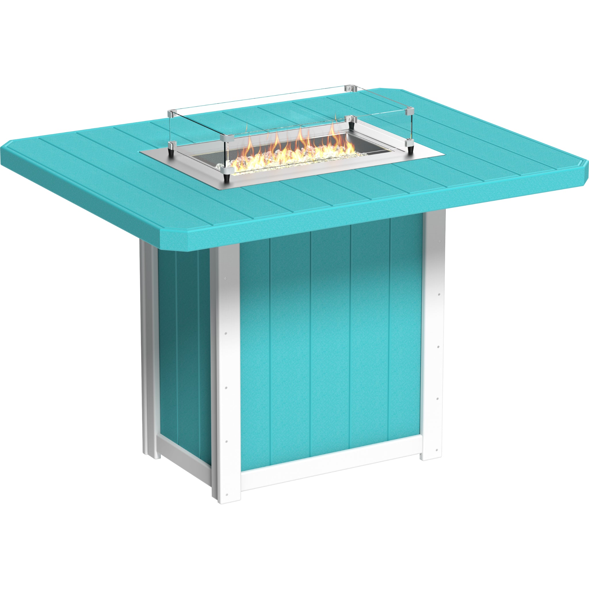 LuxCraft Lumin 62″ Rectangular Fire Table – Outdoor Poly Patio Bar Height Fire Table (LFT62R)