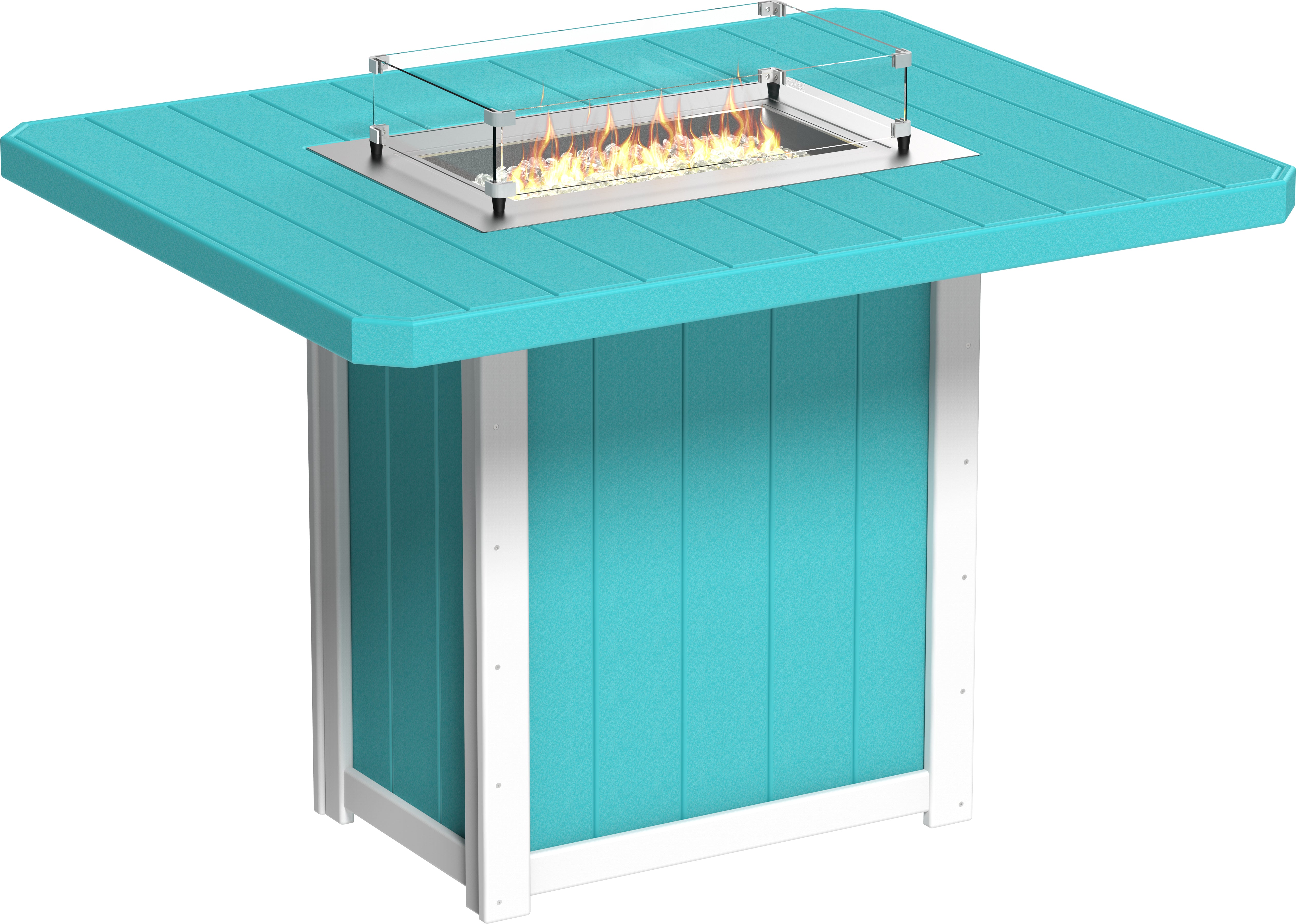 LuxCraft Lumin 62″ Rectangular Fire Table – Outdoor Poly Patio Bar Height Fire Table (LFT62R)