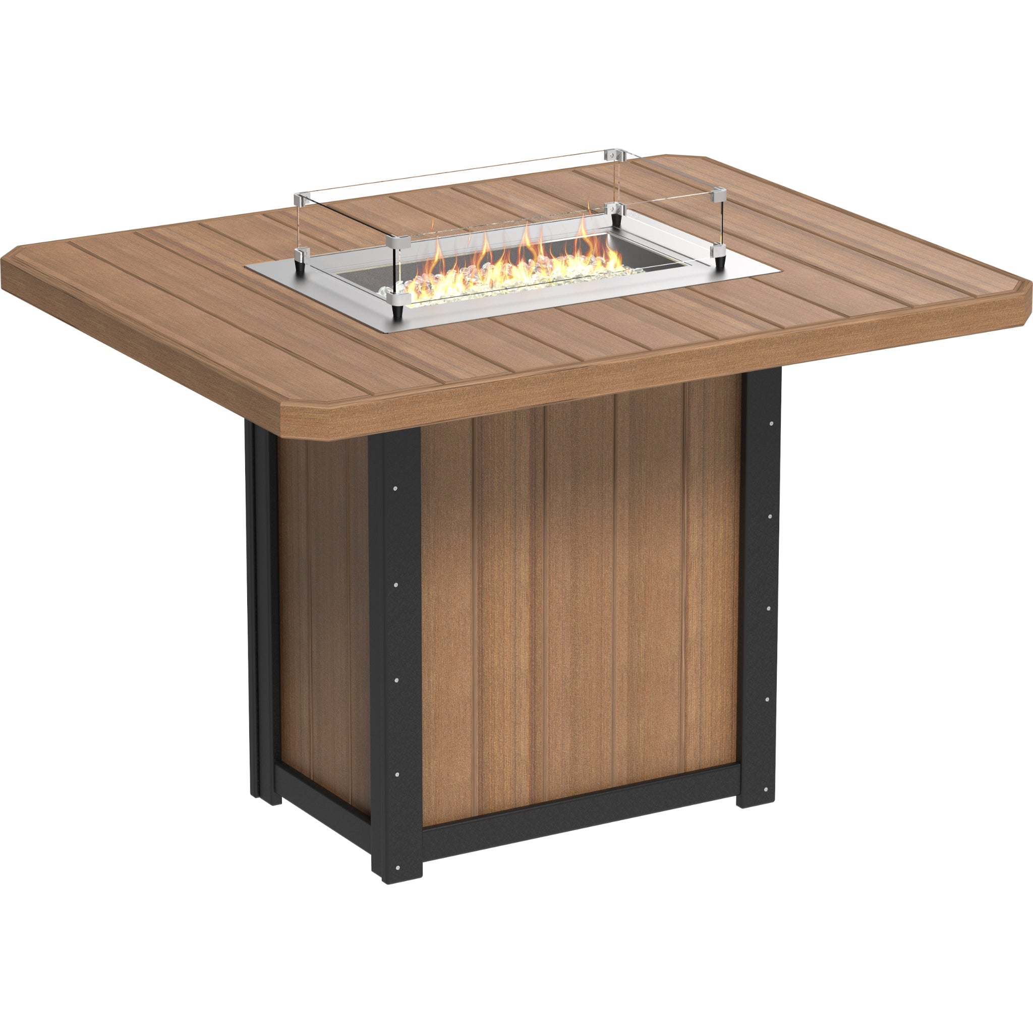 LuxCraft Lumin 62″ Rectangular Fire Table – Outdoor Poly Patio Bar Height Fire Table (LFT62R)