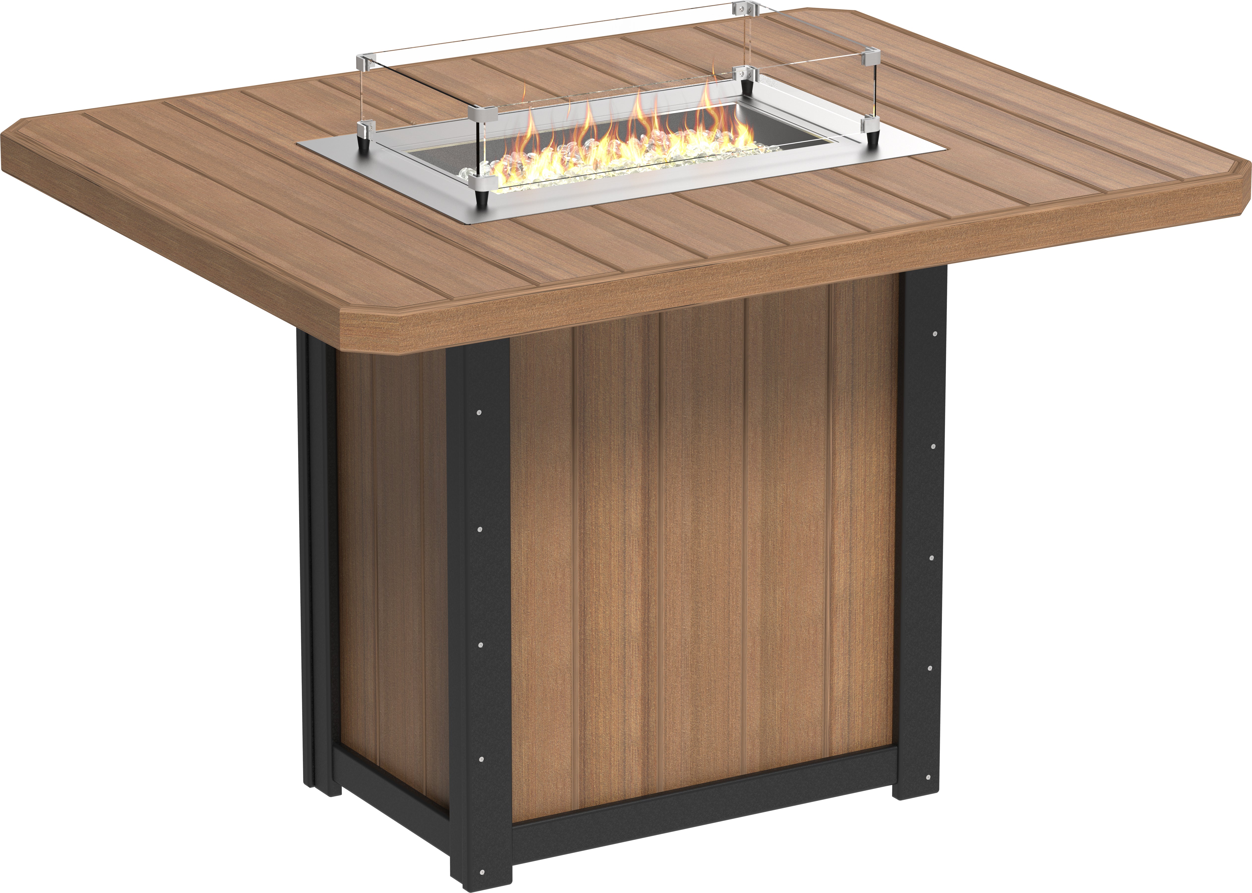 LuxCraft Lumin 62″ Rectangular Fire Table – Outdoor Poly Patio Bar Height Fire Table (LFT62R)