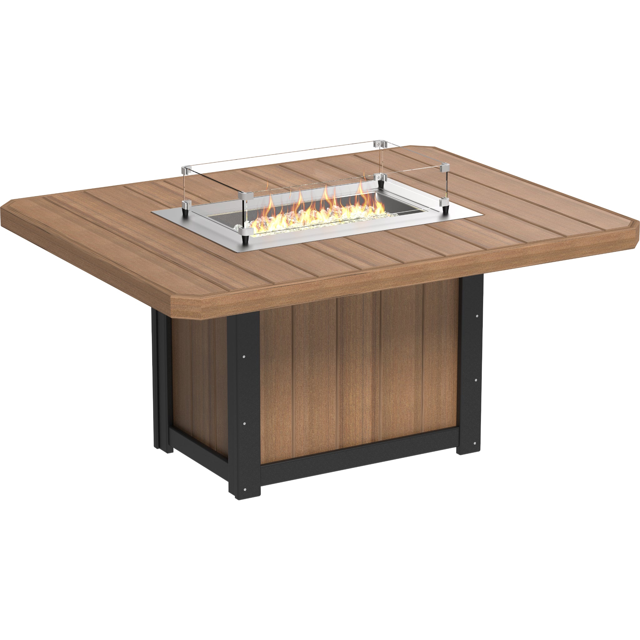 LuxCraft Lumin 62″ Rectangular Fire Table – Outdoor Poly Patio Dining Height Fire Table (LFT62R)