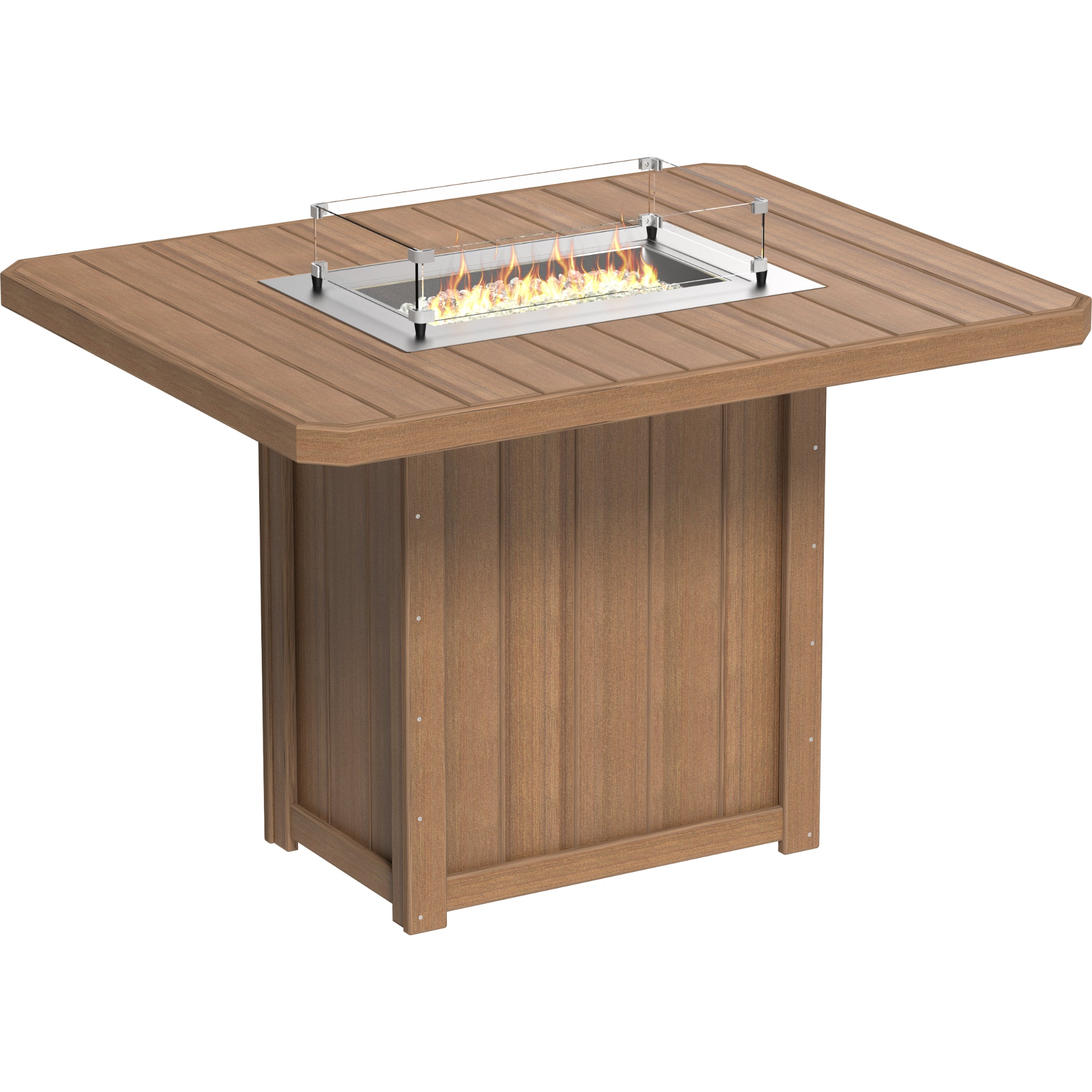 LuxCraft Lumin 62″ Rectangular Fire Table – Outdoor Poly Patio Bar Height Fire Table (LFT62R)
