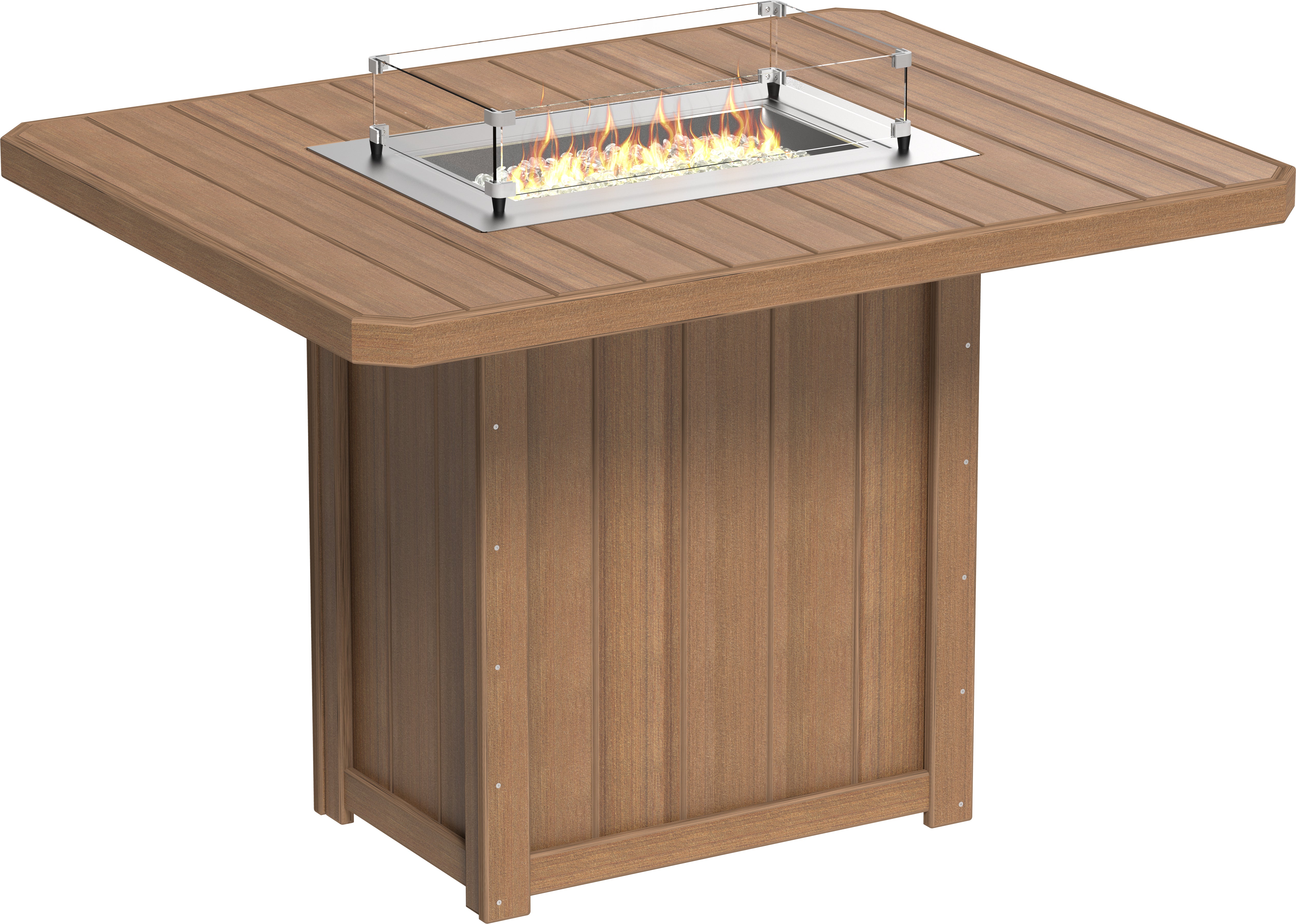 LuxCraft Lumin 62″ Rectangular Fire Table – Outdoor Poly Patio Bar Height Fire Table (LFT62R)