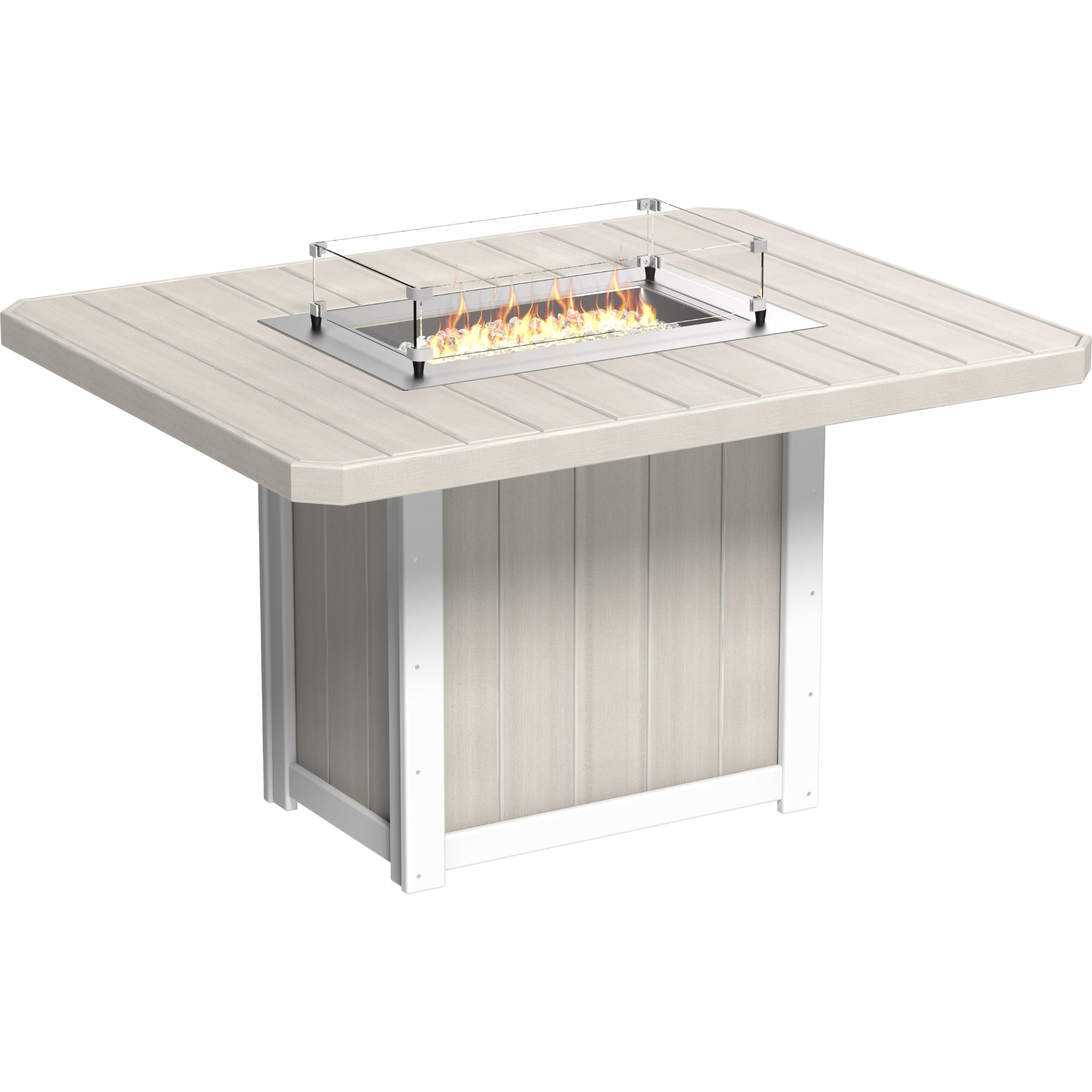 LuxCraft Lumin 62″ Rectangular Fire Table – Outdoor Poly Patio Counter Height Fire Table (LFT62R)