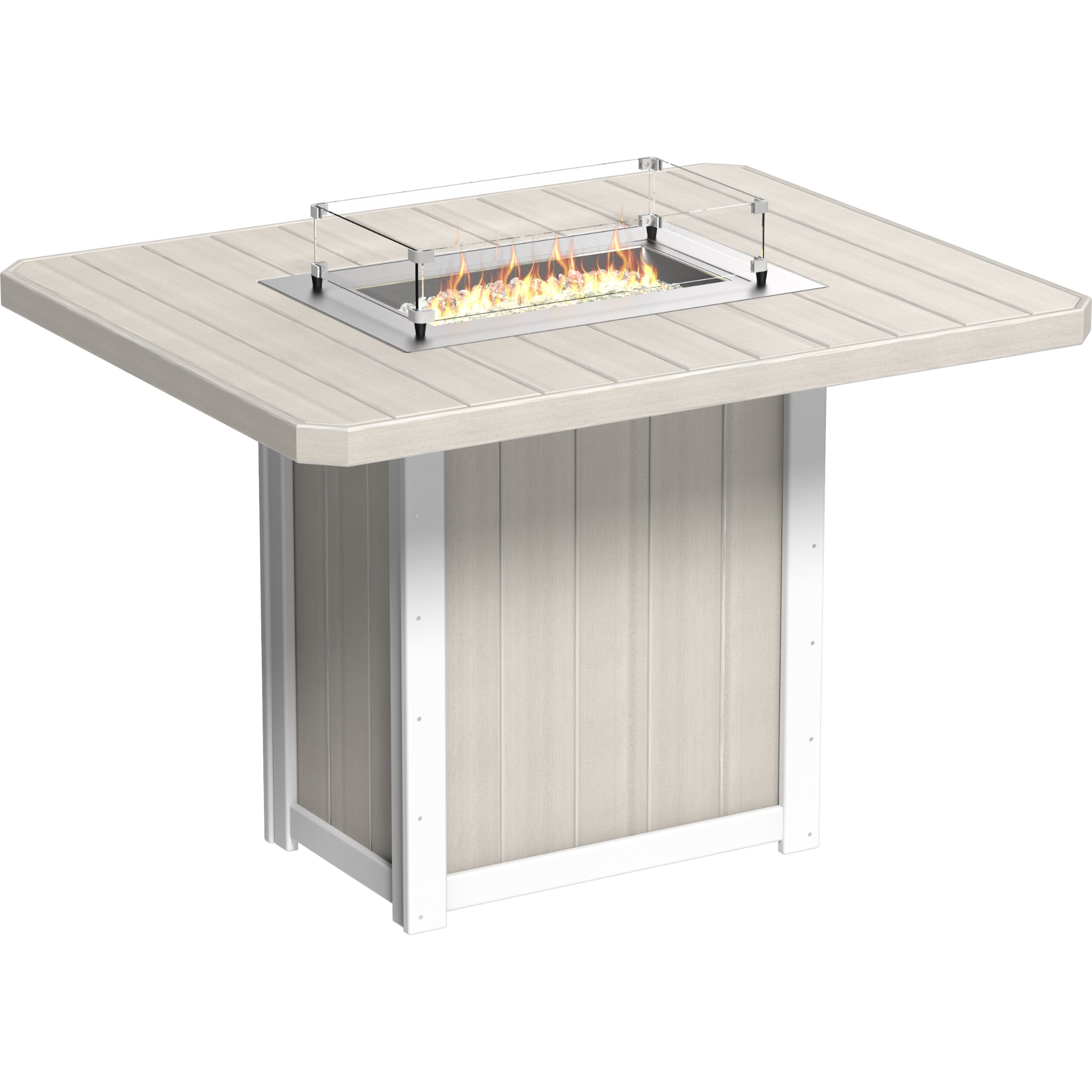 LuxCraft Lumin 62″ Rectangular Fire Table – Outdoor Poly Patio Bar Height Fire Table (LFT62R)