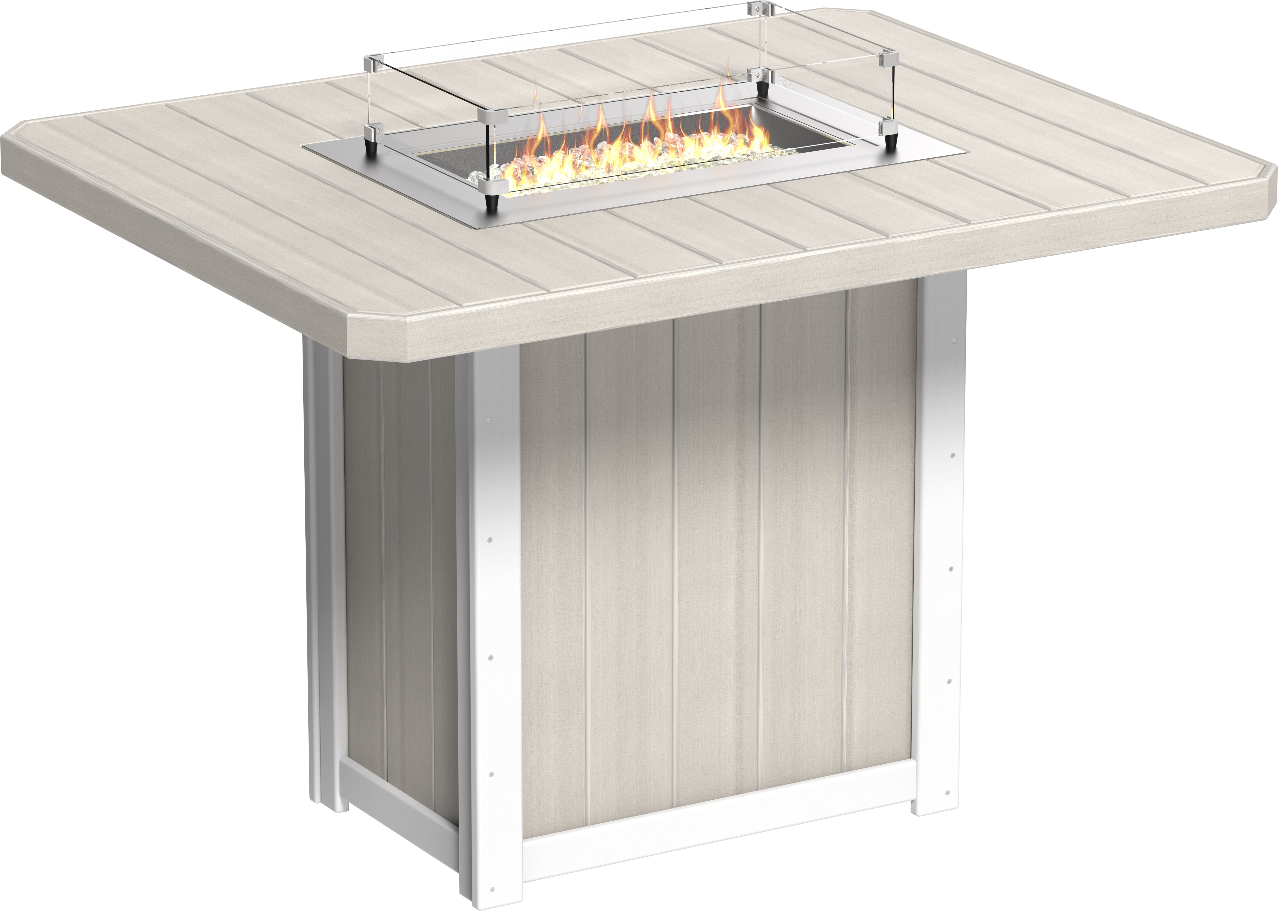 LuxCraft Lumin 62″ Rectangular Fire Table – Outdoor Poly Patio Bar Height Fire Table (LFT62R)