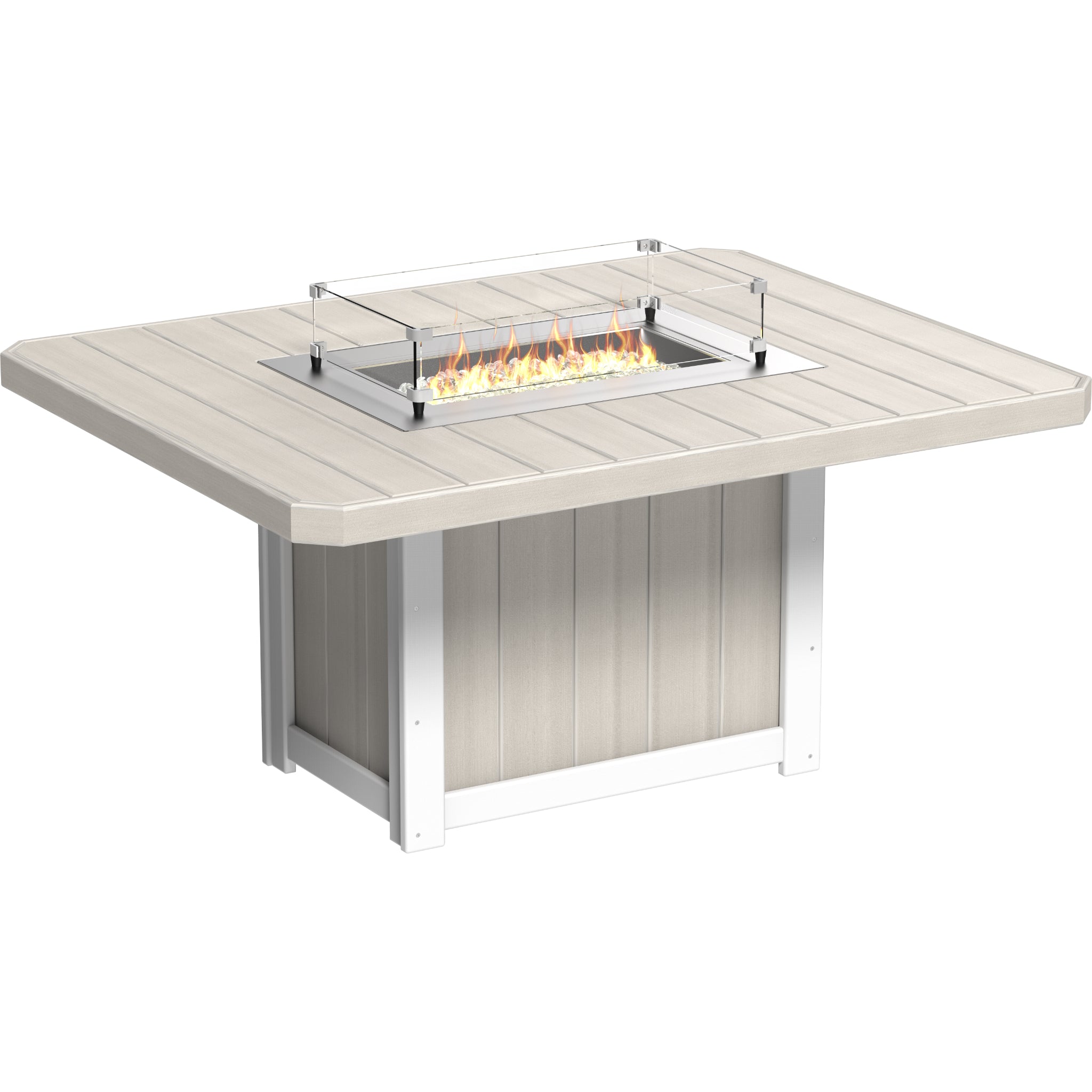 LuxCraft Lumin 62″ Rectangular Fire Table – Outdoor Poly Patio Dining Height Fire Table (LFT62R)