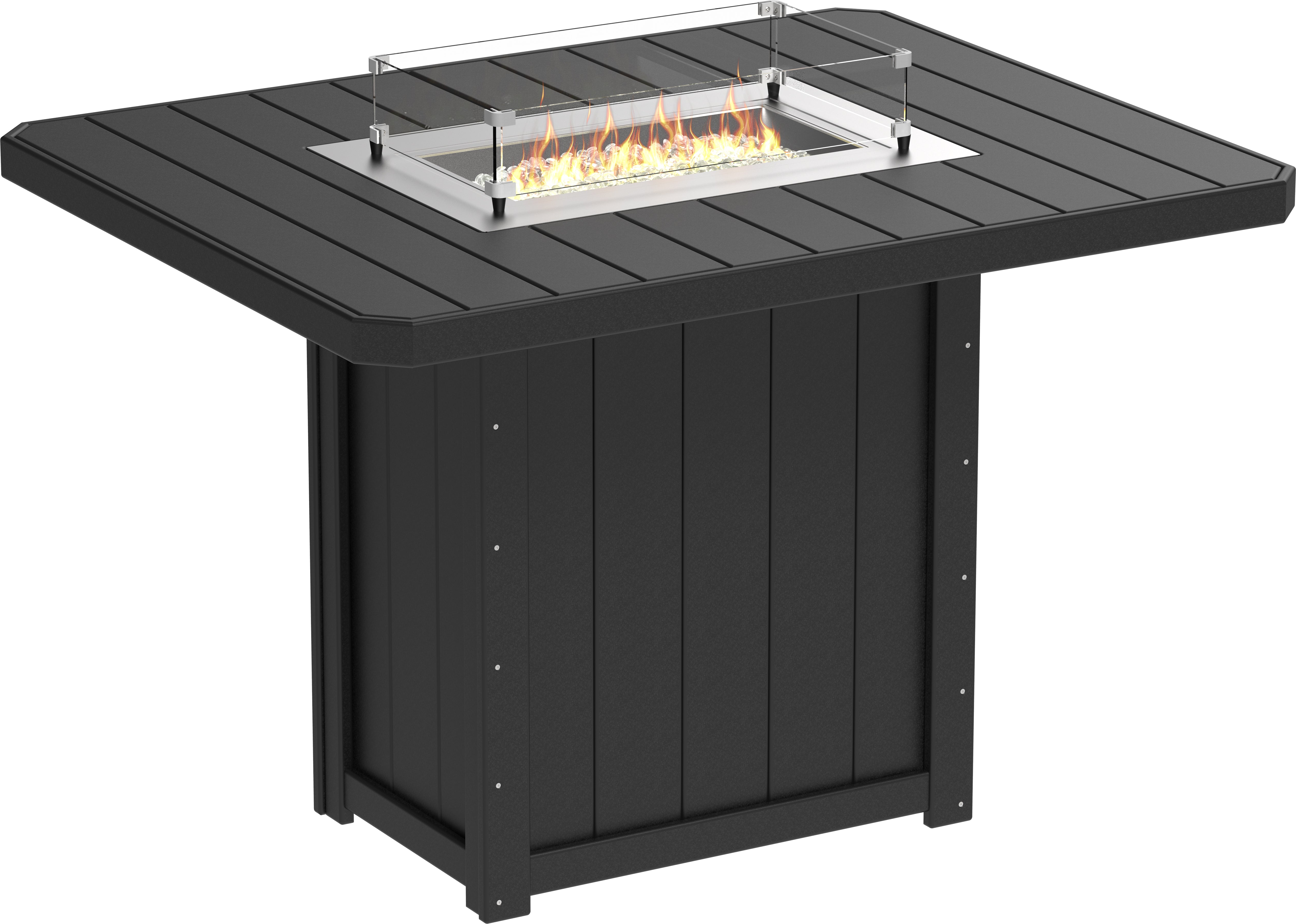 LuxCraft Lumin 62″ Rectangular Fire Table – Outdoor Poly Patio Bar Height Fire Table (LFT62R)
