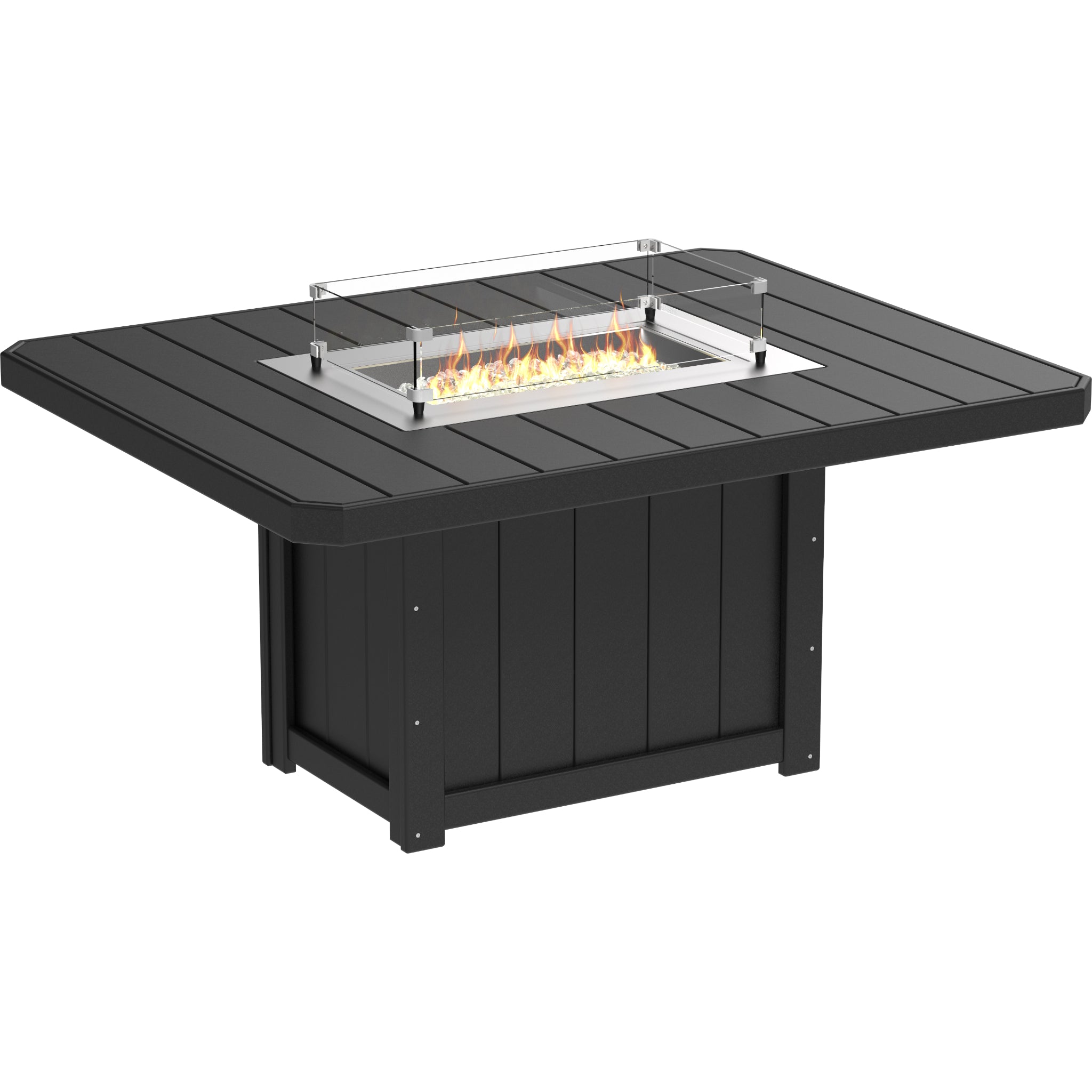 LuxCraft Lumin 62″ Rectangular Fire Table – Outdoor Poly Patio Dining Height Fire Table (LFT62R)