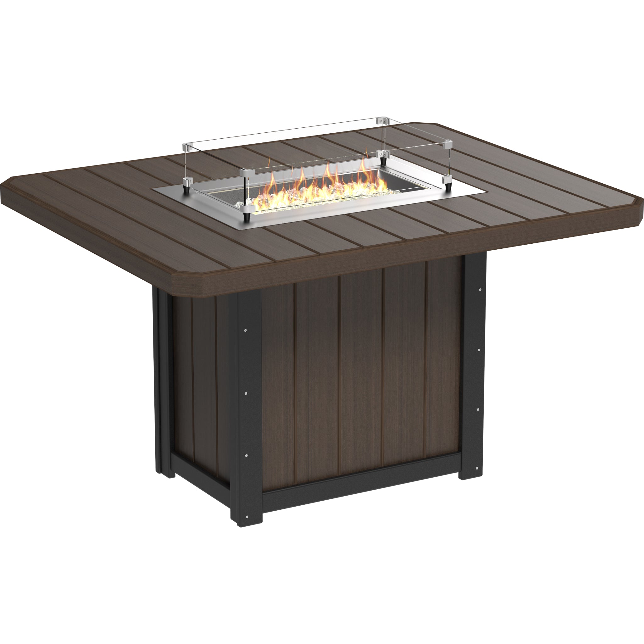 LuxCraft Lumin 62″ Rectangular Fire Table – Outdoor Poly Patio Counter Height Fire Table (LFT62R)