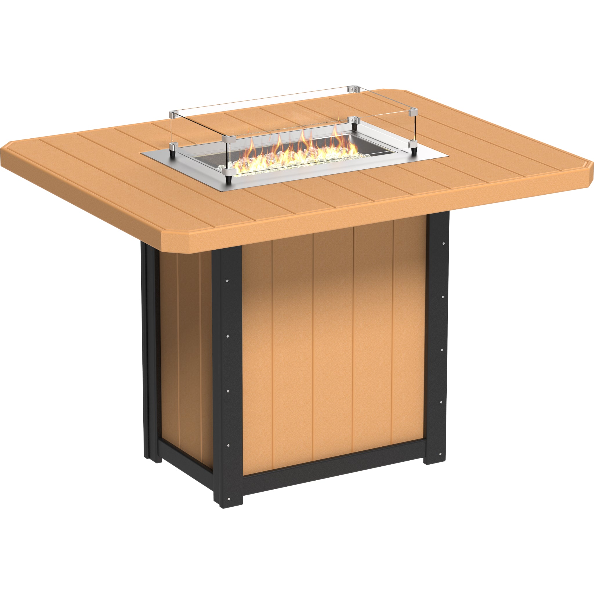 LuxCraft Lumin 62″ Rectangular Fire Table – Outdoor Poly Patio Bar Height Fire Table (LFT62R)