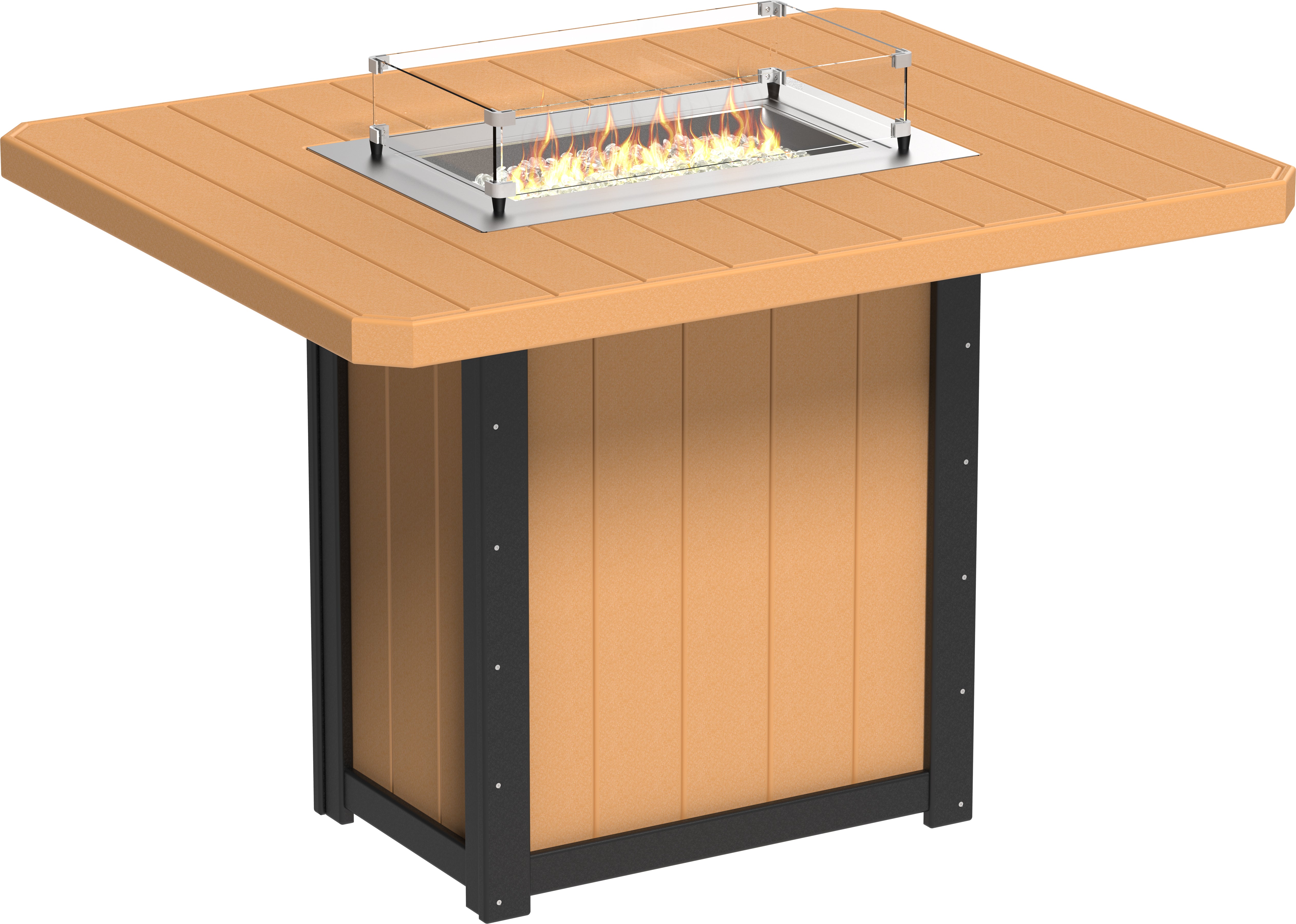 LuxCraft Lumin 62″ Rectangular Fire Table – Outdoor Poly Patio Bar Height Fire Table (LFT62R)