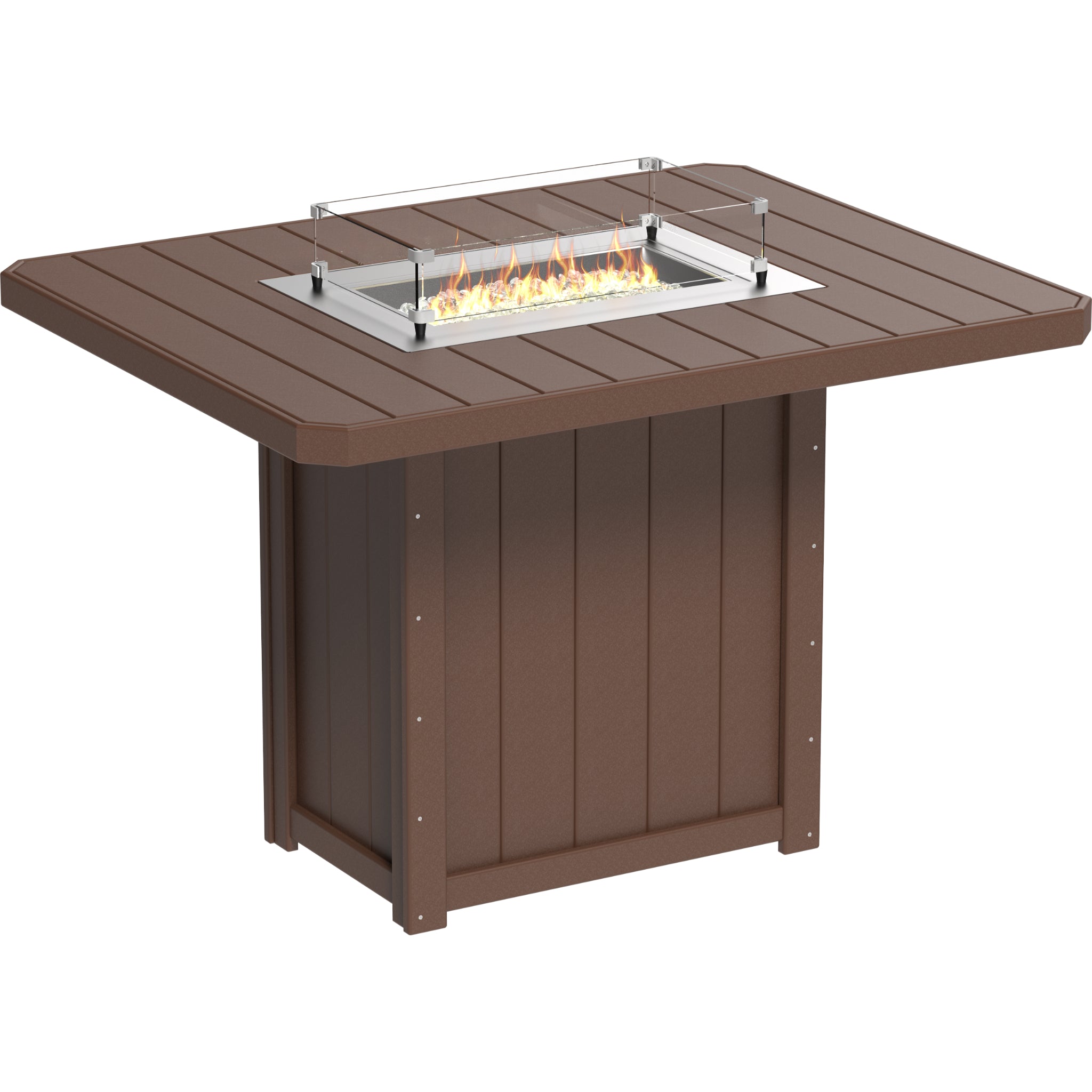 LuxCraft Lumin 62″ Rectangular Fire Table – Outdoor Poly Patio Bar Height Fire Table (LFT62R)