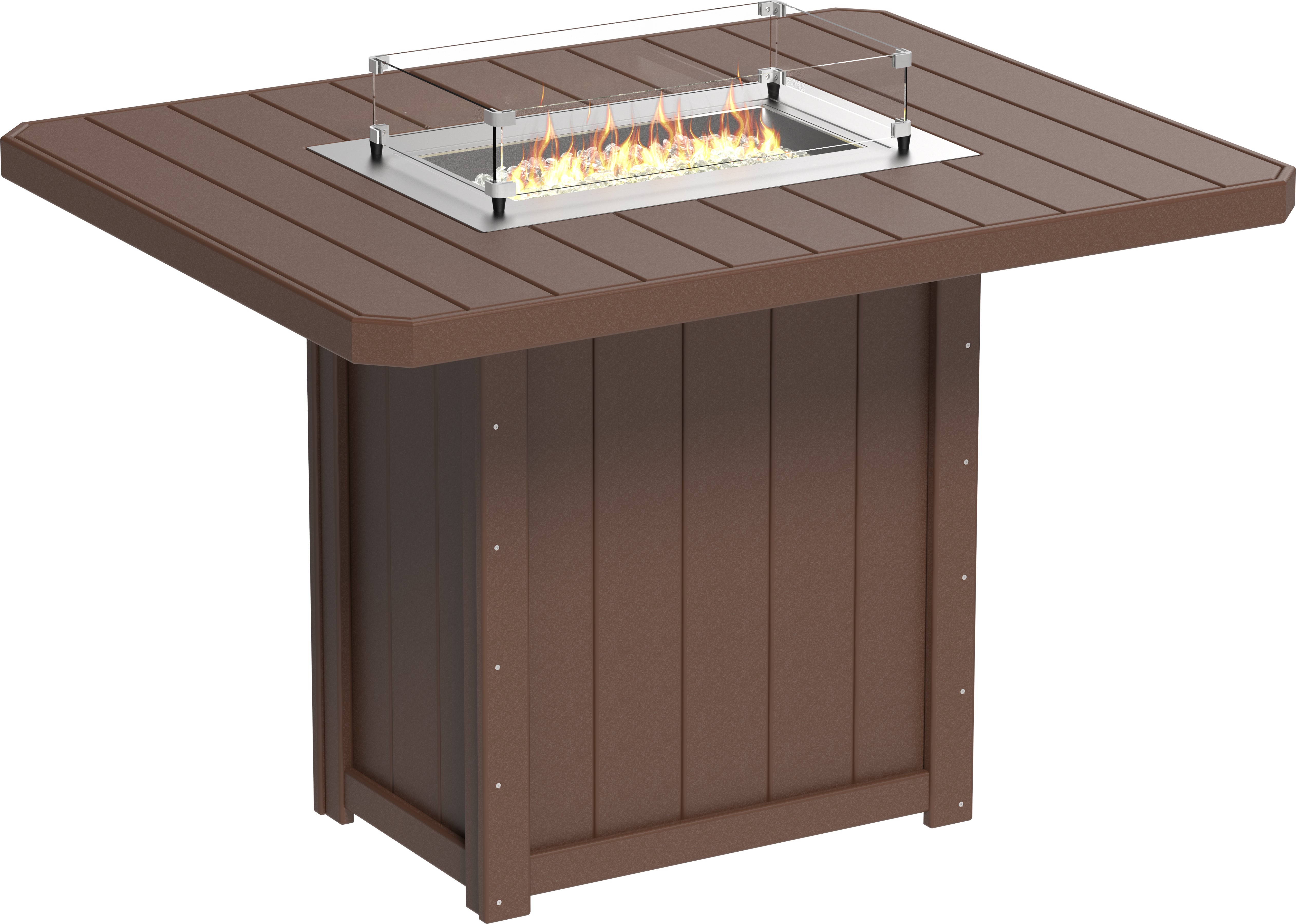 LuxCraft Lumin 62″ Rectangular Fire Table – Outdoor Poly Patio Bar Height Fire Table (LFT62R)