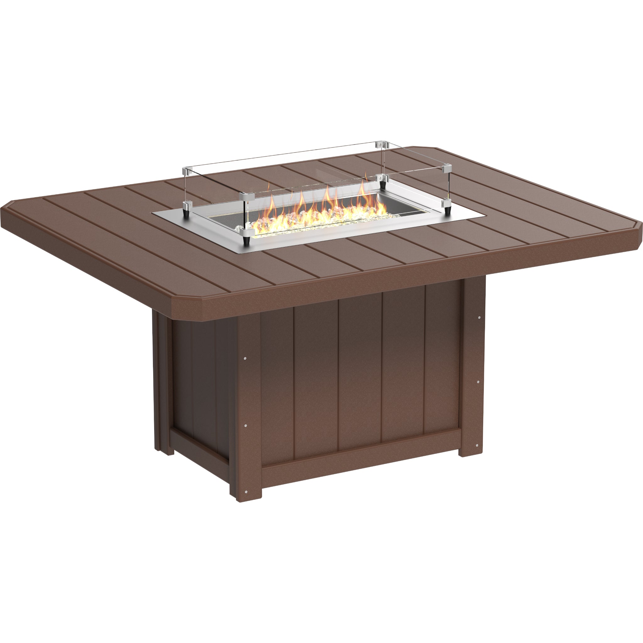 LuxCraft Lumin 62″ Rectangular Fire Table – Outdoor Poly Patio Dining Height Fire Table (LFT62R)