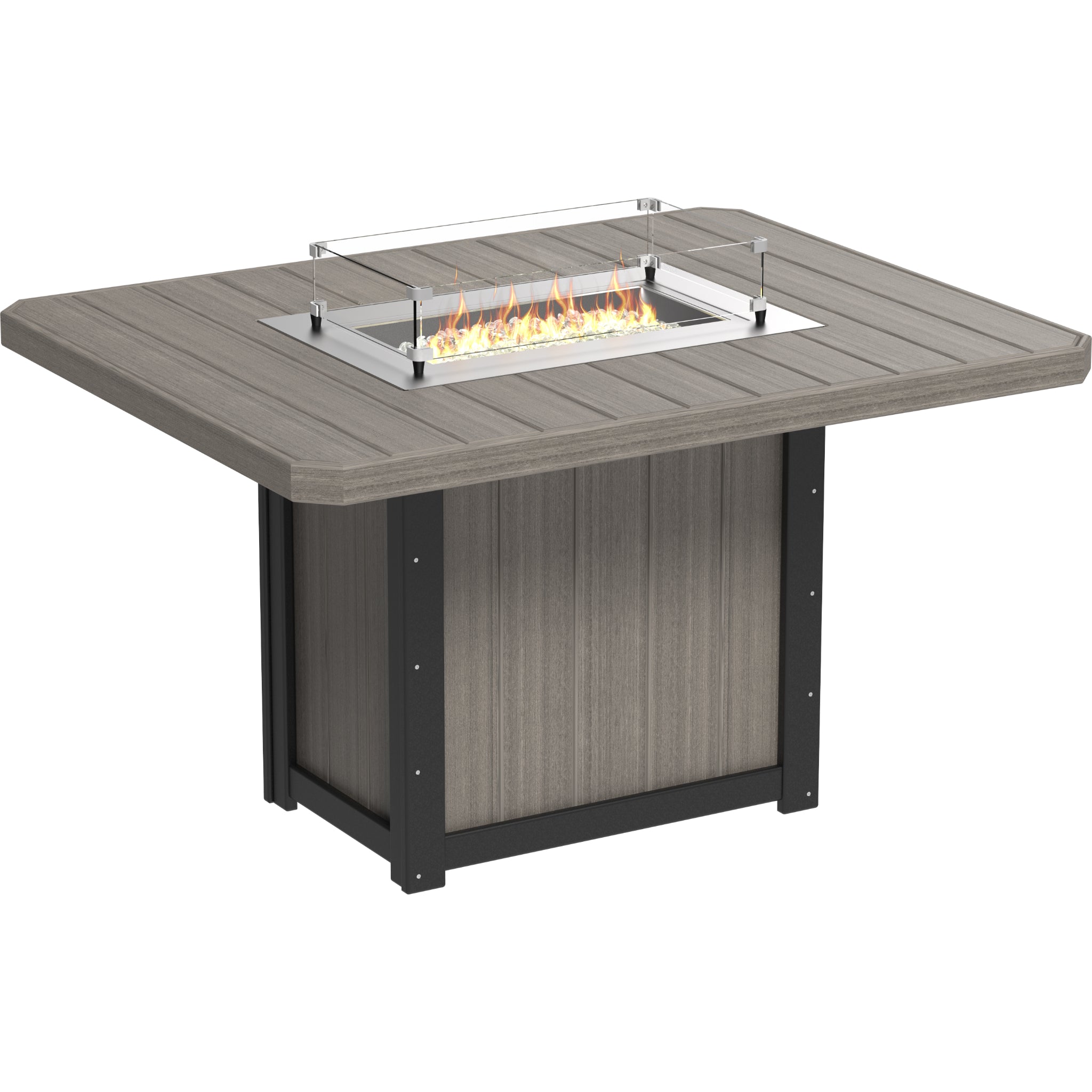 LuxCraft Lumin 62″ Rectangular Fire Table – Outdoor Poly Patio Counter Height Fire Table (LFT62R)