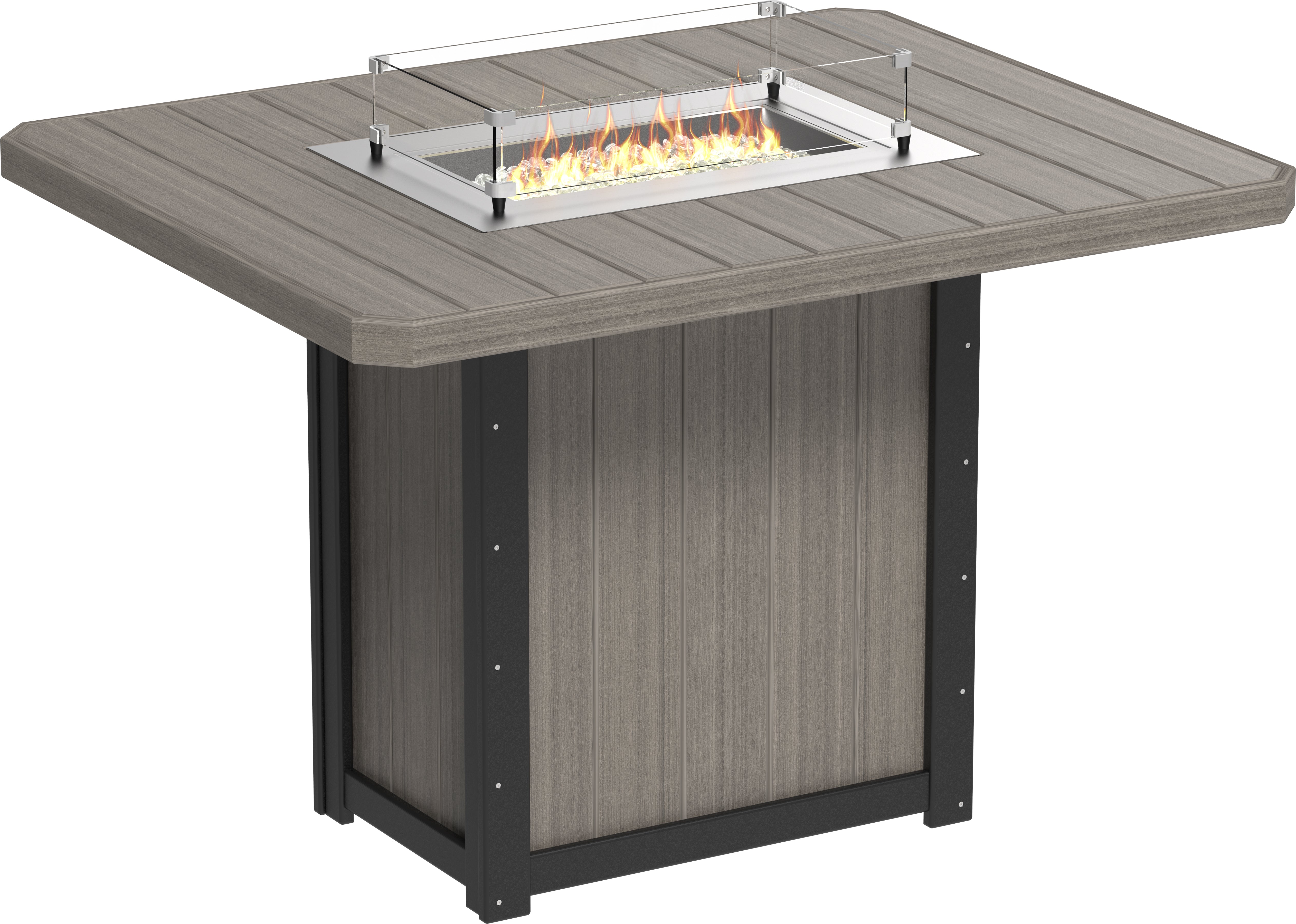 LuxCraft Lumin 62″ Rectangular Fire Table – Outdoor Poly Patio Bar Height Fire Table (LFT62R)