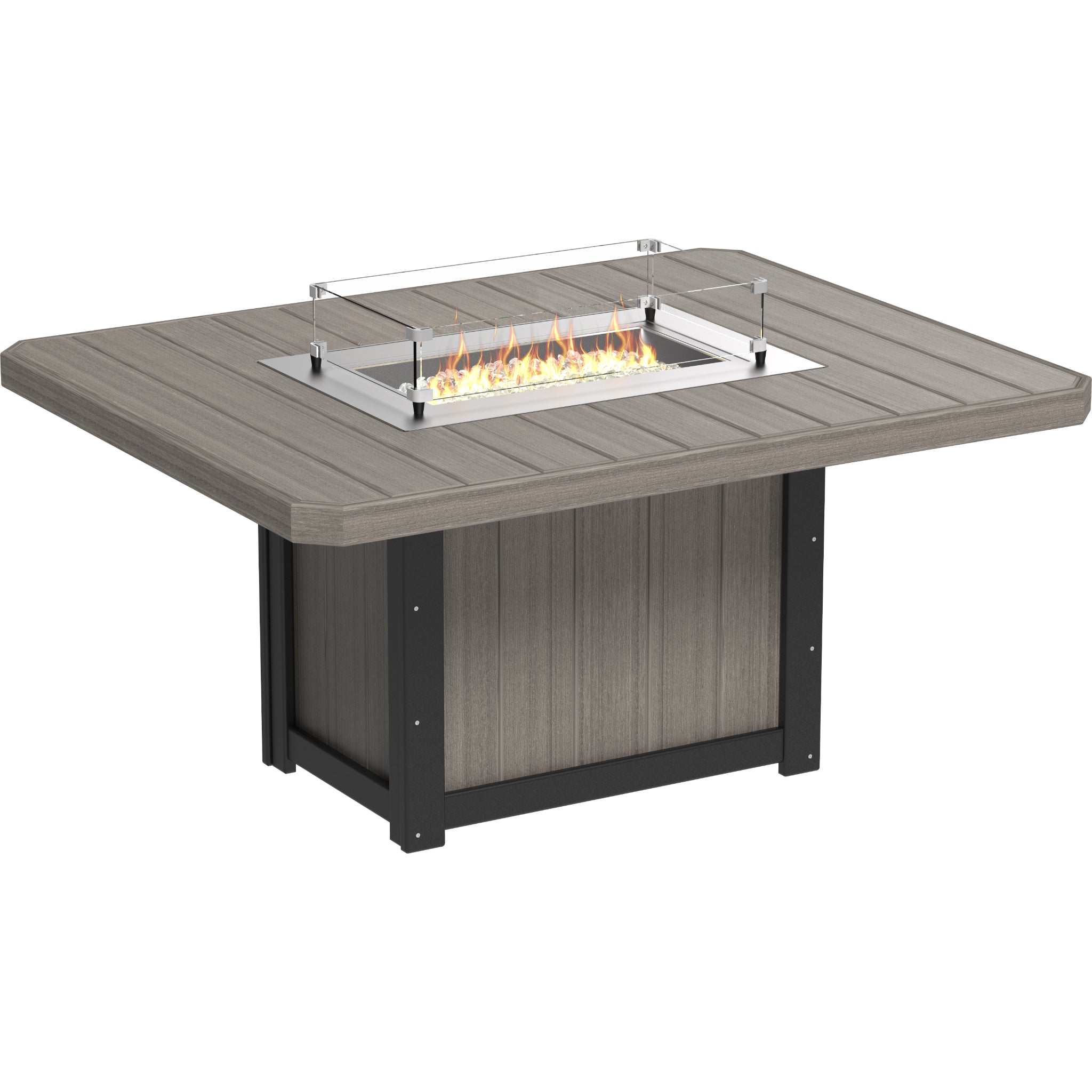 LuxCraft Lumin 62″ Rectangular Fire Table – Outdoor Poly Patio Dining Height Fire Table (LFT62R)