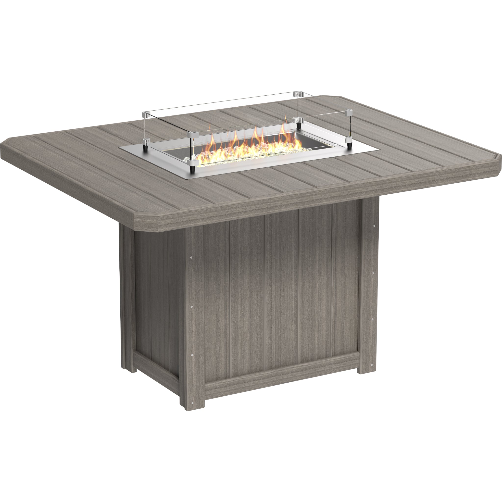 LuxCraft Lumin 62″ Rectangular Fire Table – Outdoor Poly Patio Counter Height Fire Table (LFT62R)